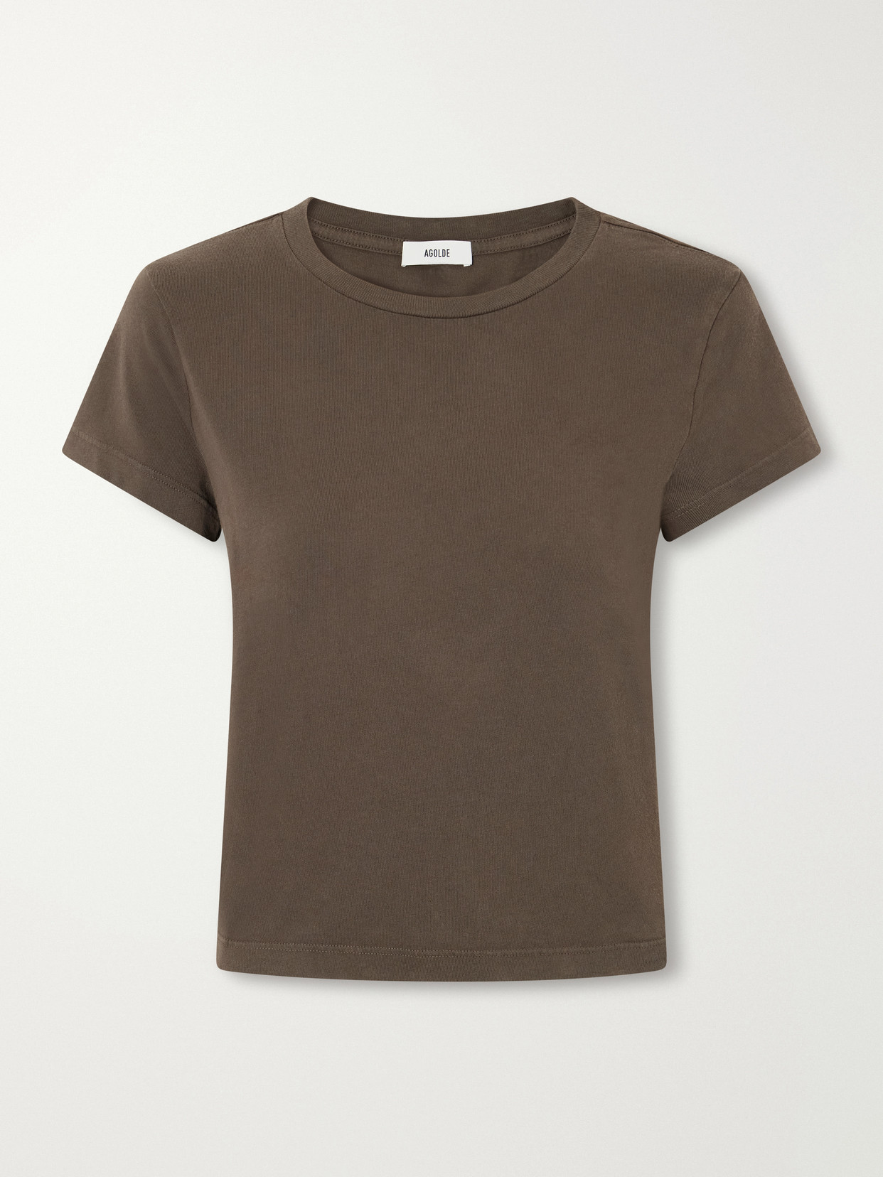 Agolde Adine Cropped Organic Cotton-jersey T-shirt In Brown