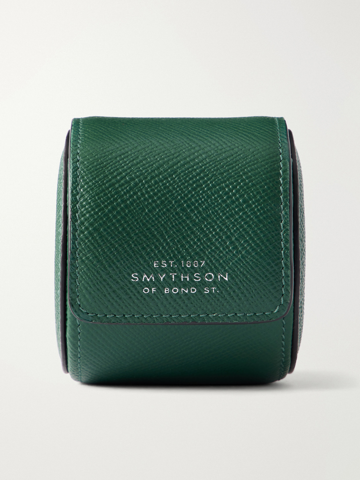 Smythson Panama Leather Single Watch Case In Green