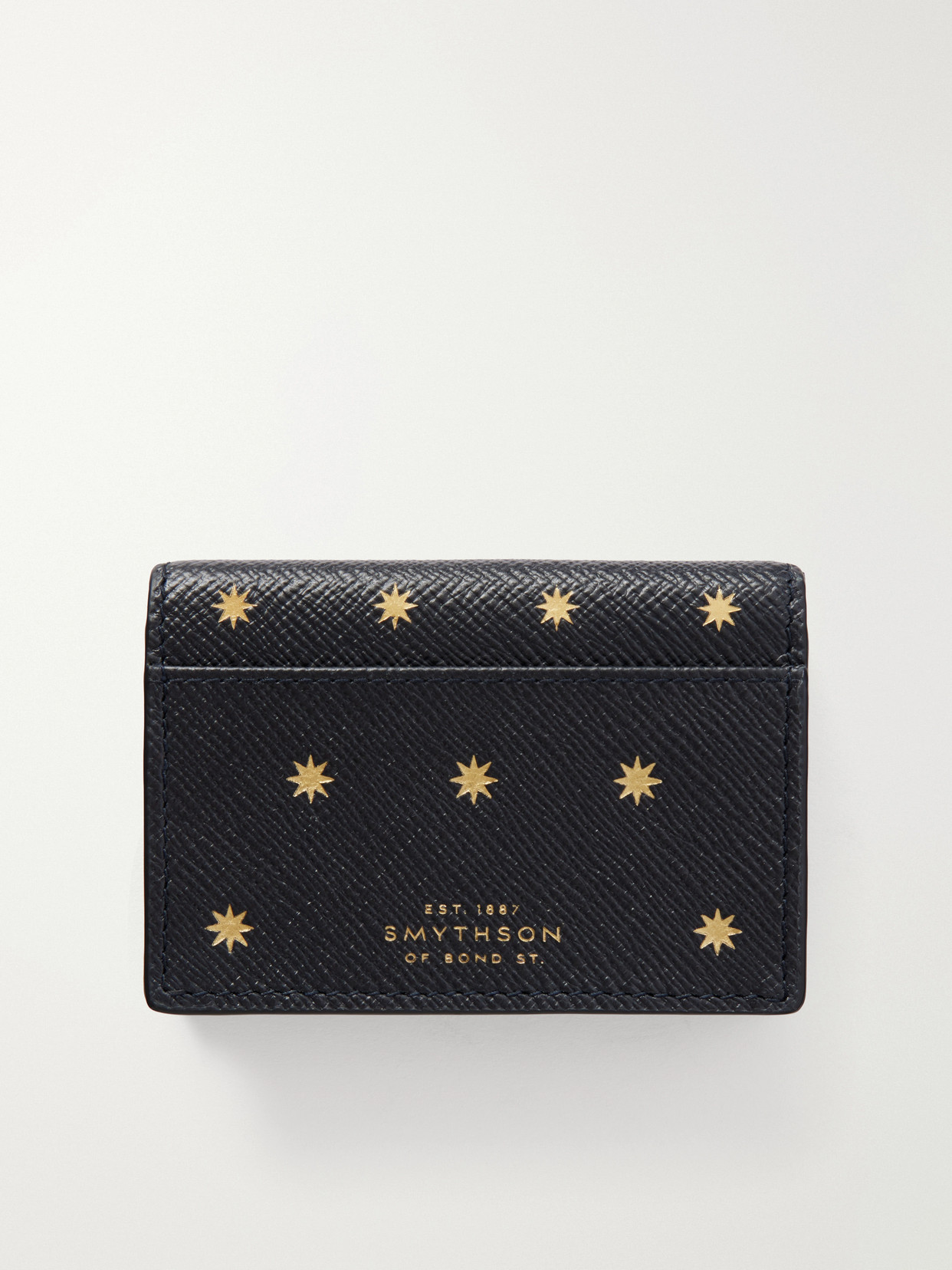 Smythson Panama Printed Leather Wallet In Blue