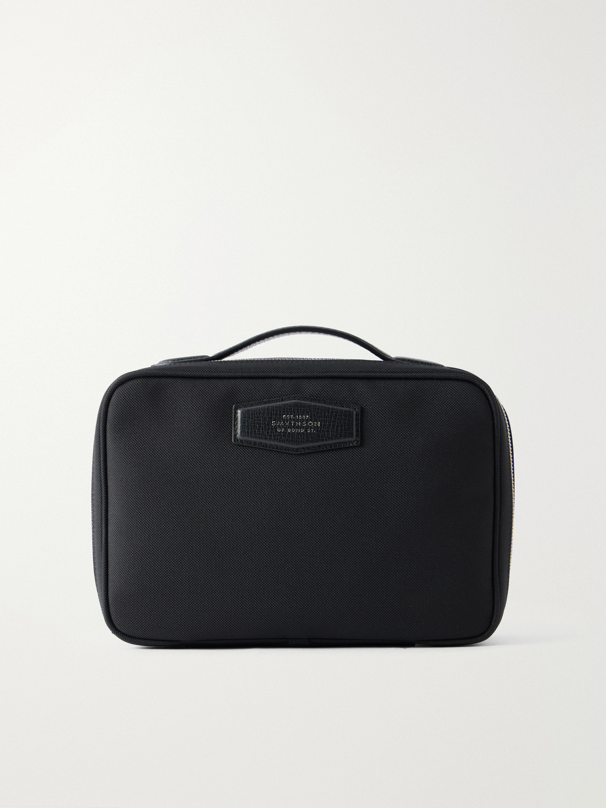 Smythson Norton Leather-trimmed Canvas Jewelry Case In Black