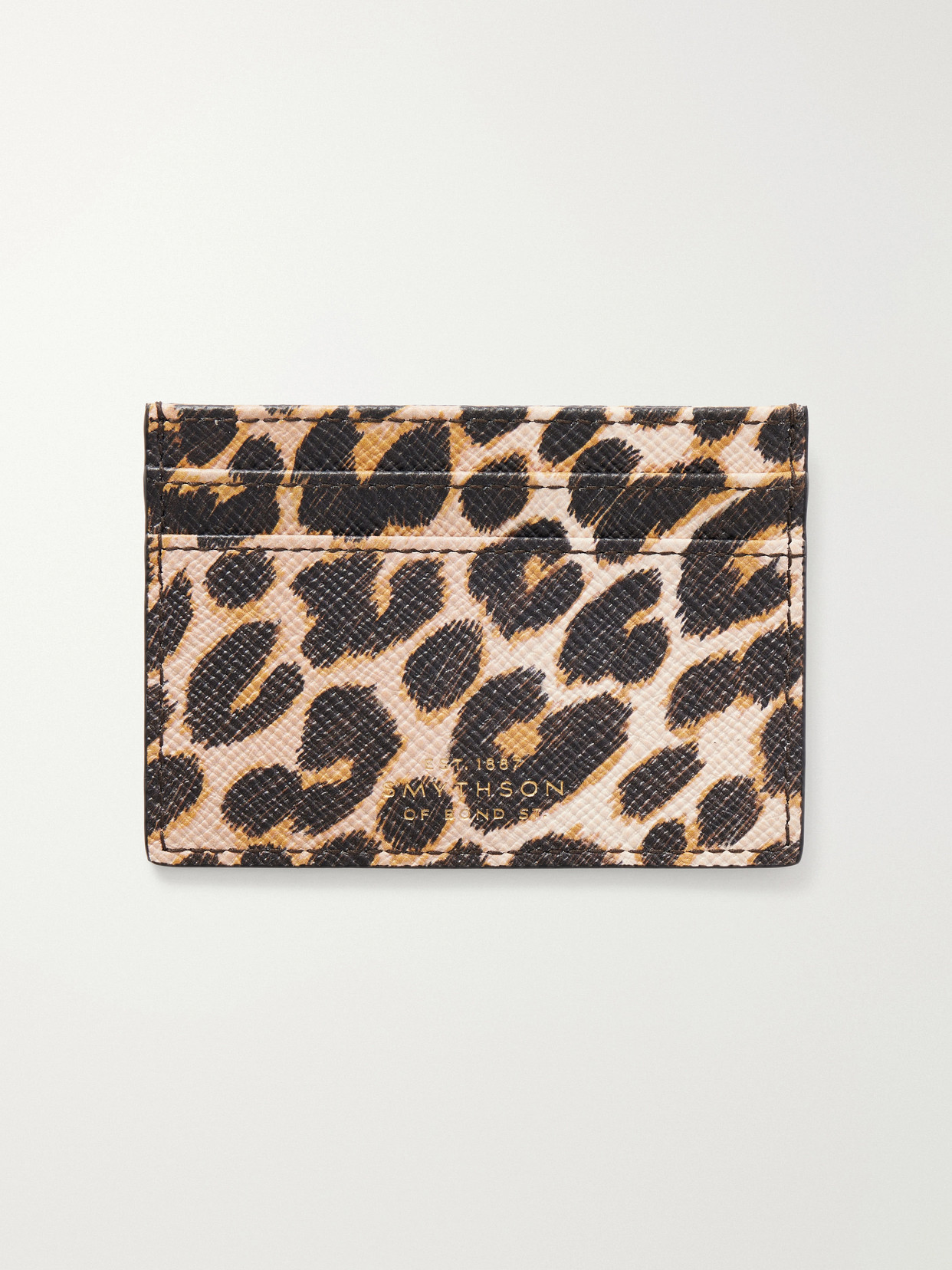 Smythson Panama Leopard-printed Leather Cardholder In Animal Print