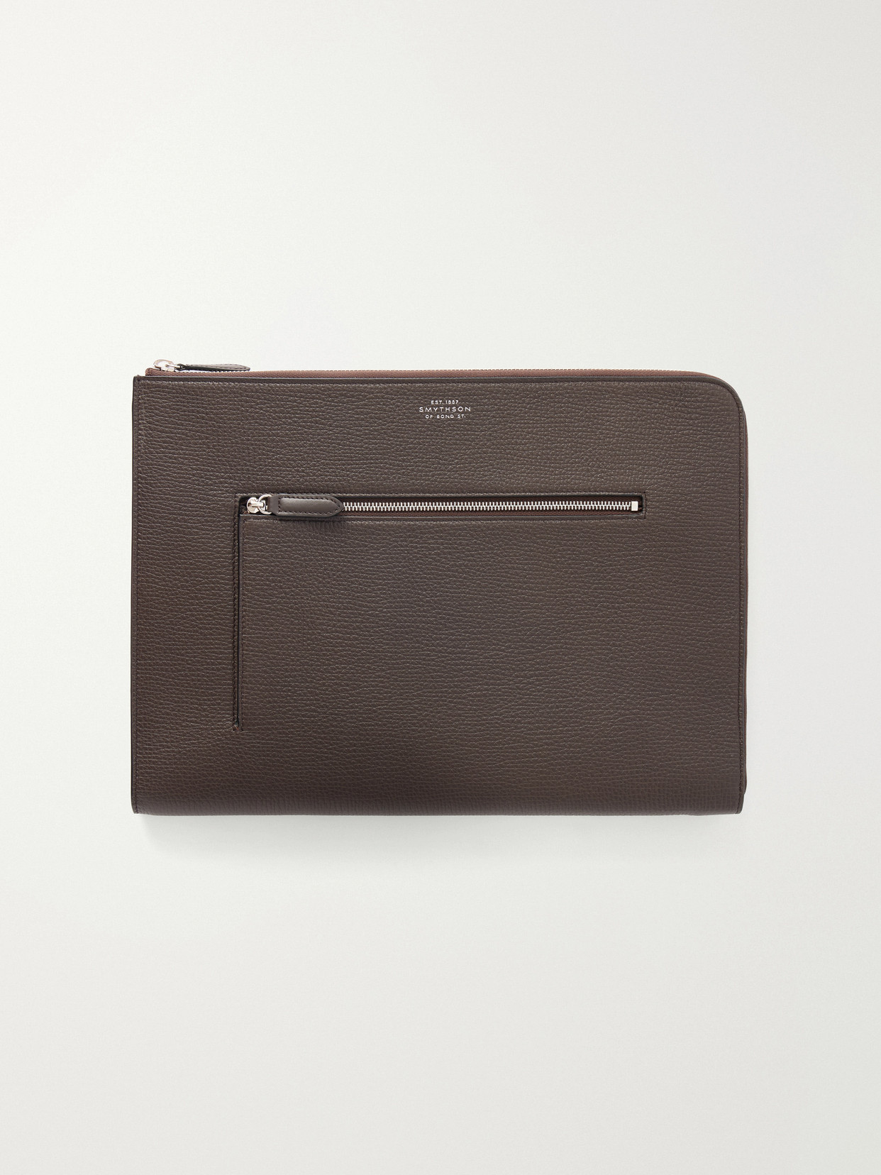 Smythson Ludlow Textured-leather Laptop Case In Brown