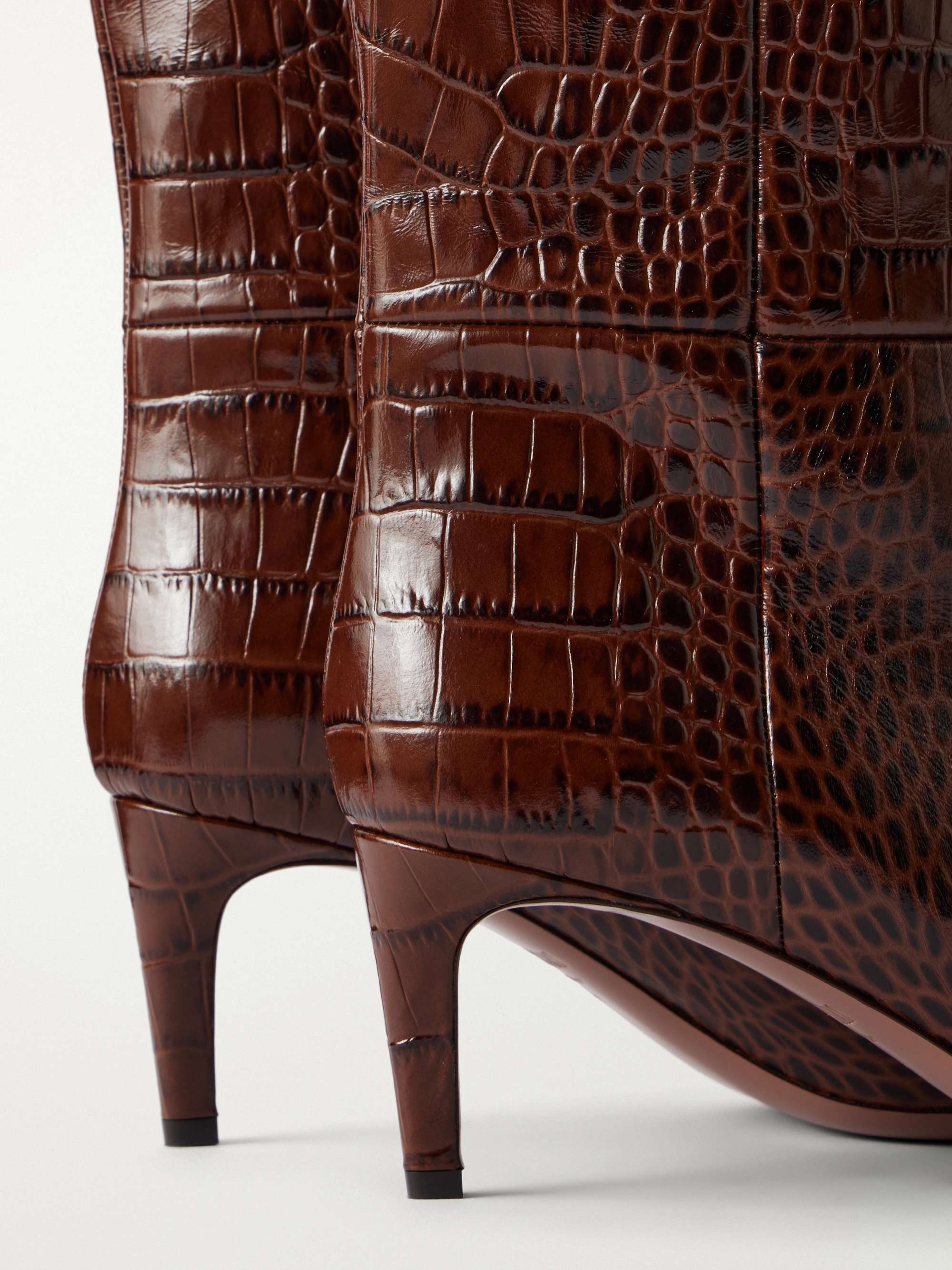 PARIS TEXAS Stiletto 60 croc-effect knee boots | NET-A-PORTER