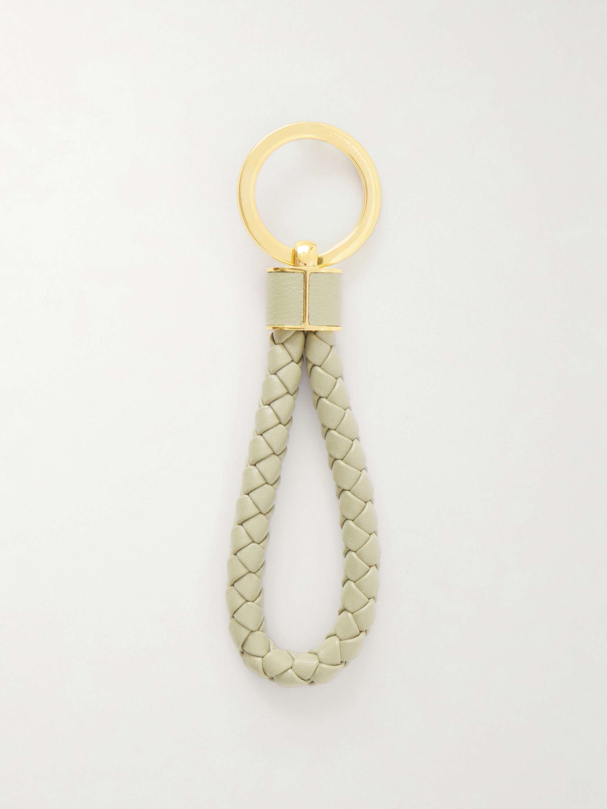 BOTTEGA VENETA Intrecciato leather and gold-tone keyring