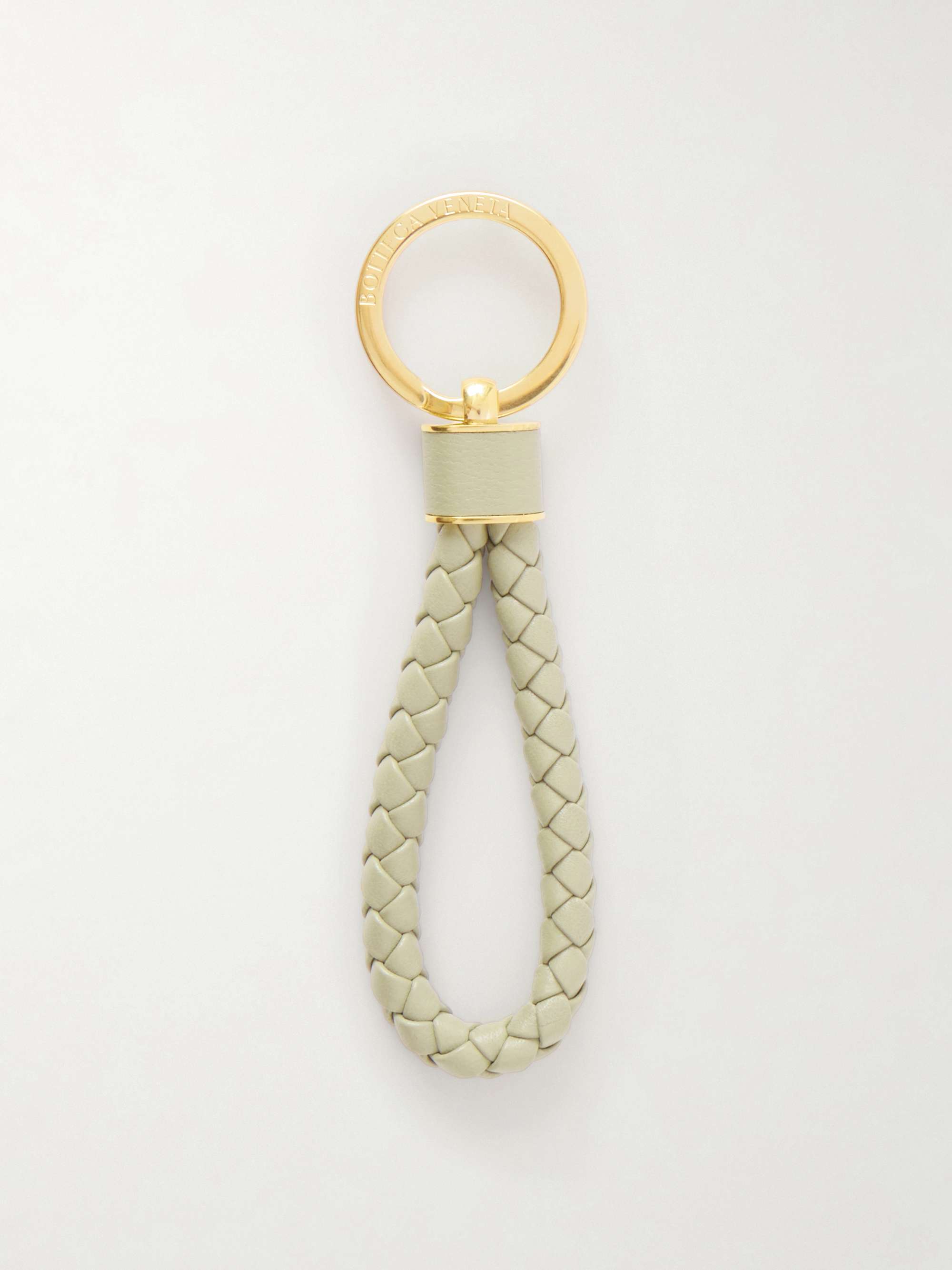 BOTTEGA VENETA Intrecciato leather and gold-tone keyring