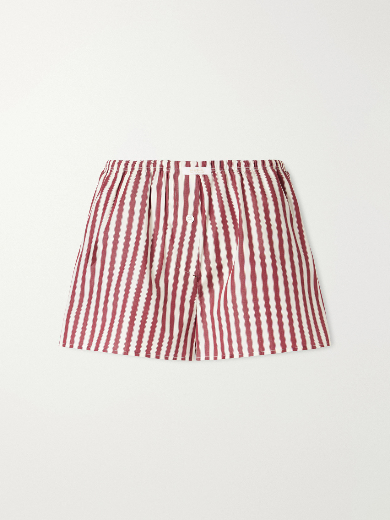Eres House Striped Cotton-poplin Pajama Shorts In Burgundy