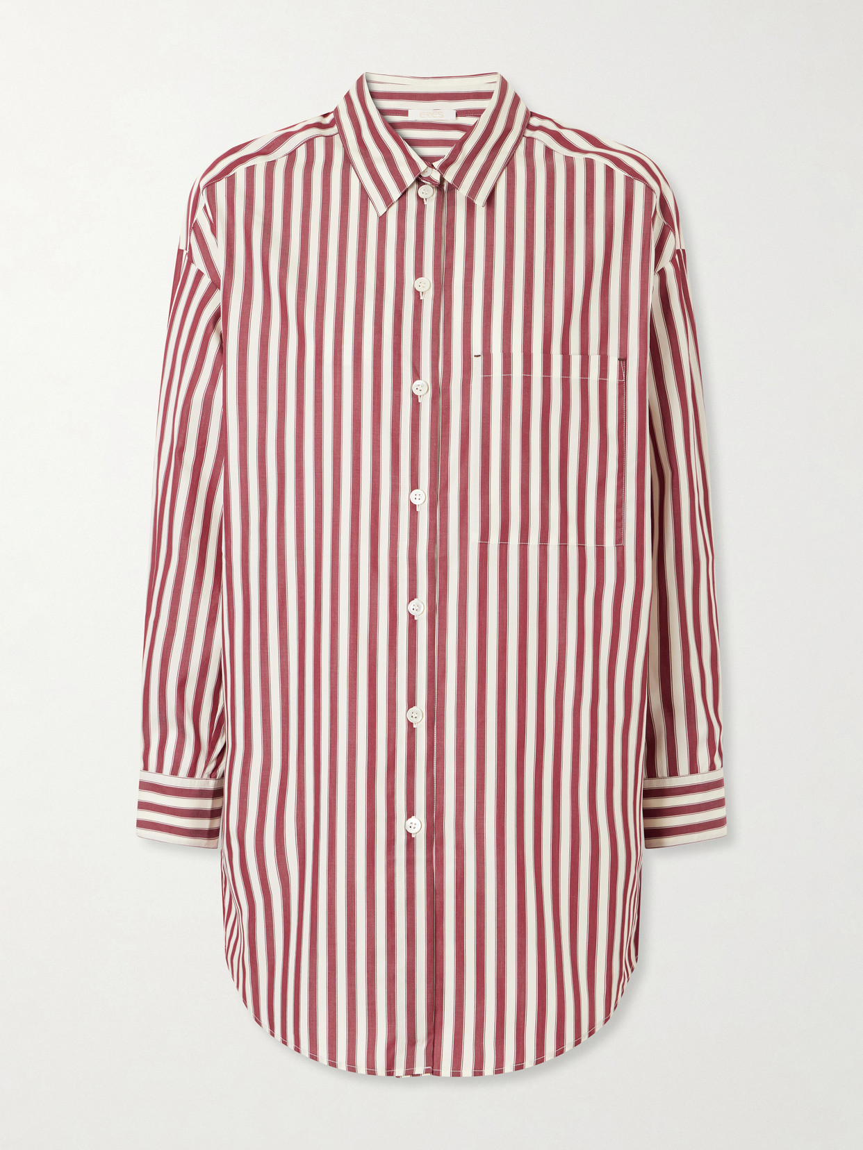 Eres Sir Striped Cotton-poplin Pajama Shirt In Burgundy