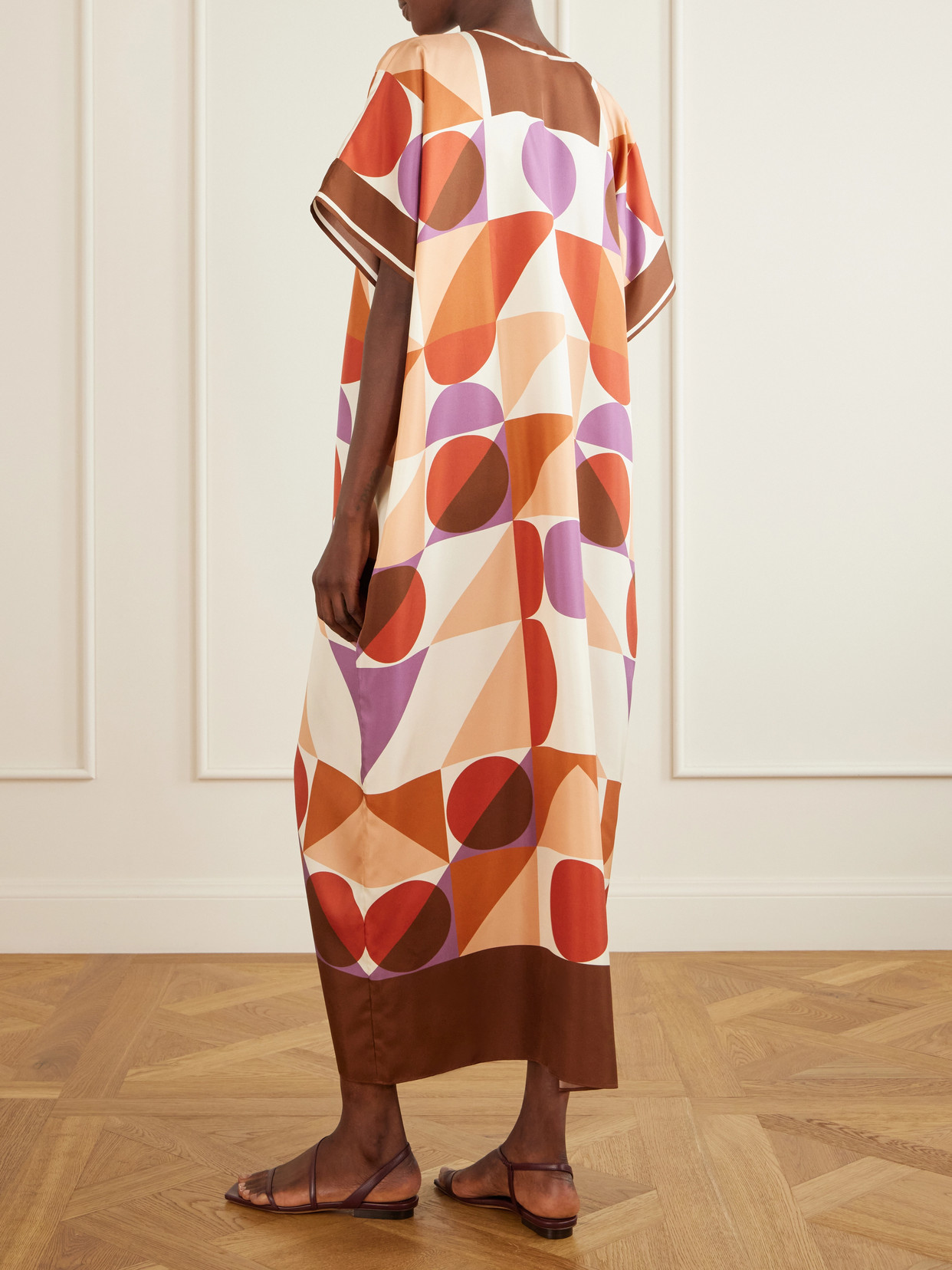Eres Berry Printed Silk Twill Kaftan In Multi