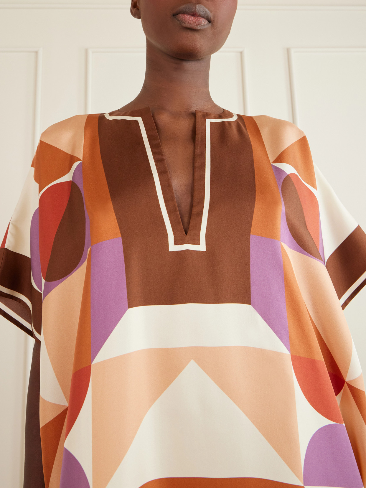 Eres Berry Printed Silk Twill Kaftan In Multi