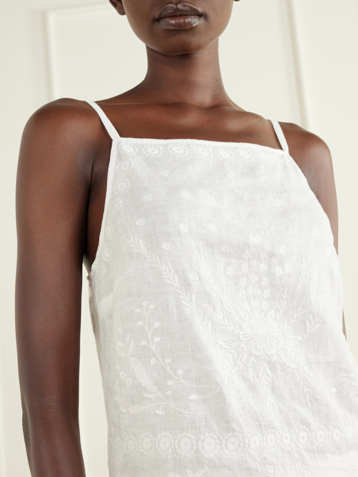 Corail Embroidered Linen Tank
