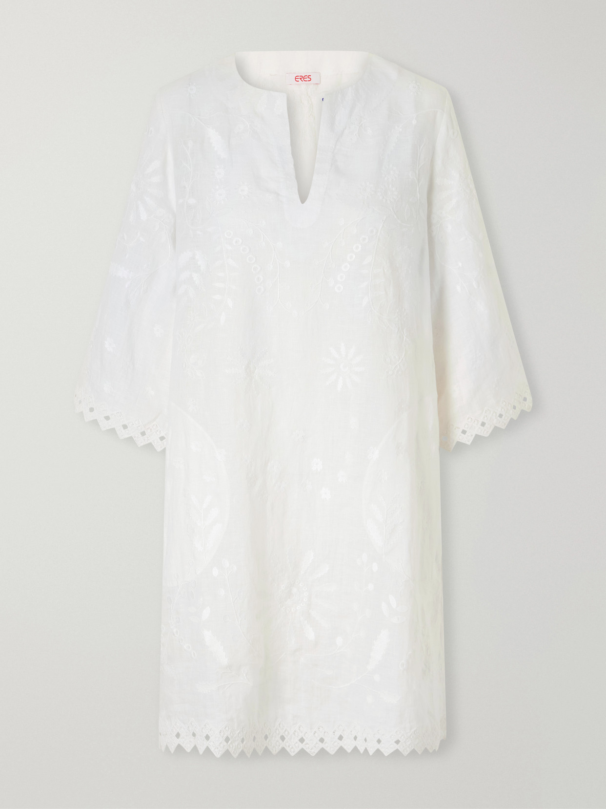 Eres Embroidered Linen Kaftan In White