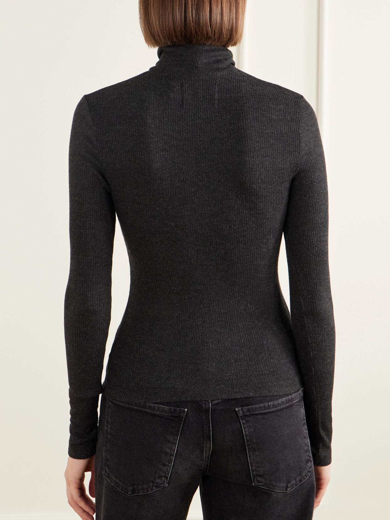 Caradene Ribbed Jersey Turtleneck Top