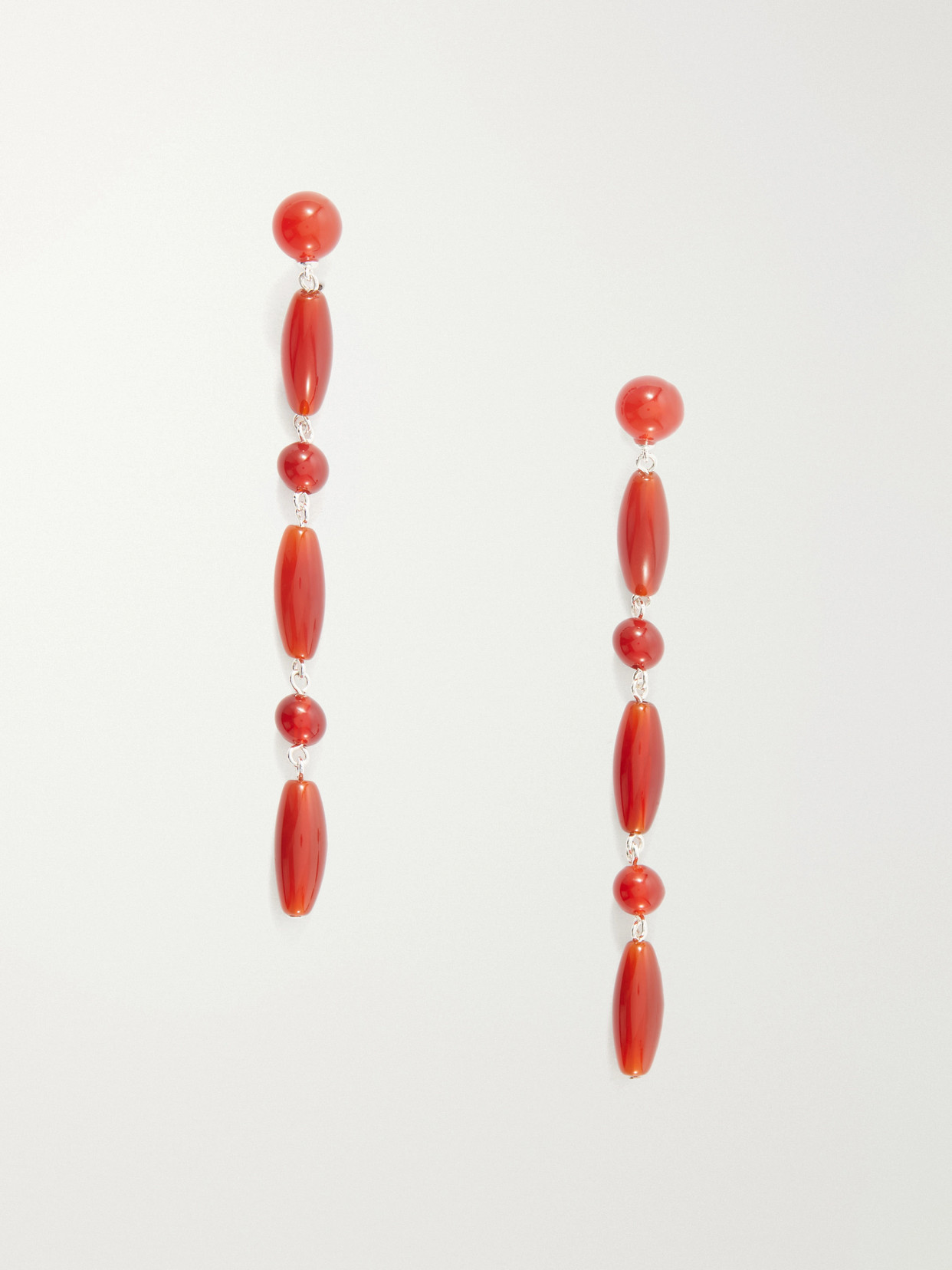 Lie Studio Lottie Sterling Silver Red Carnelian Earrings In Transparent