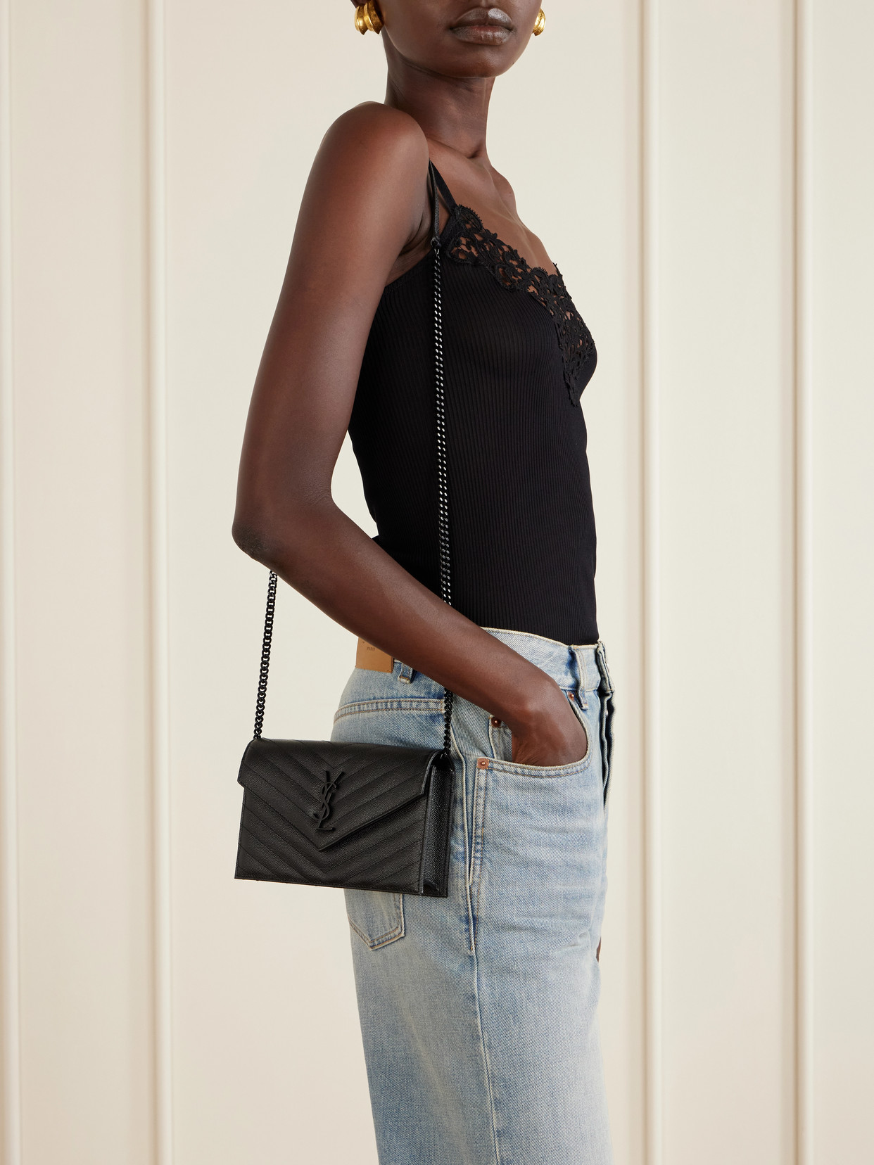 Cassandre Mini Matelassé Textured-Leather Shoulder Bag