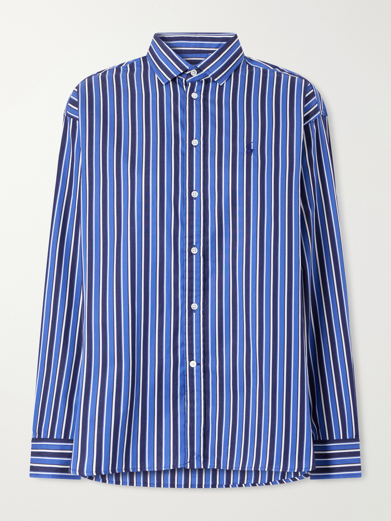 Polo Ralph Lauren Striped Cotton-poplin Shirt In Blue