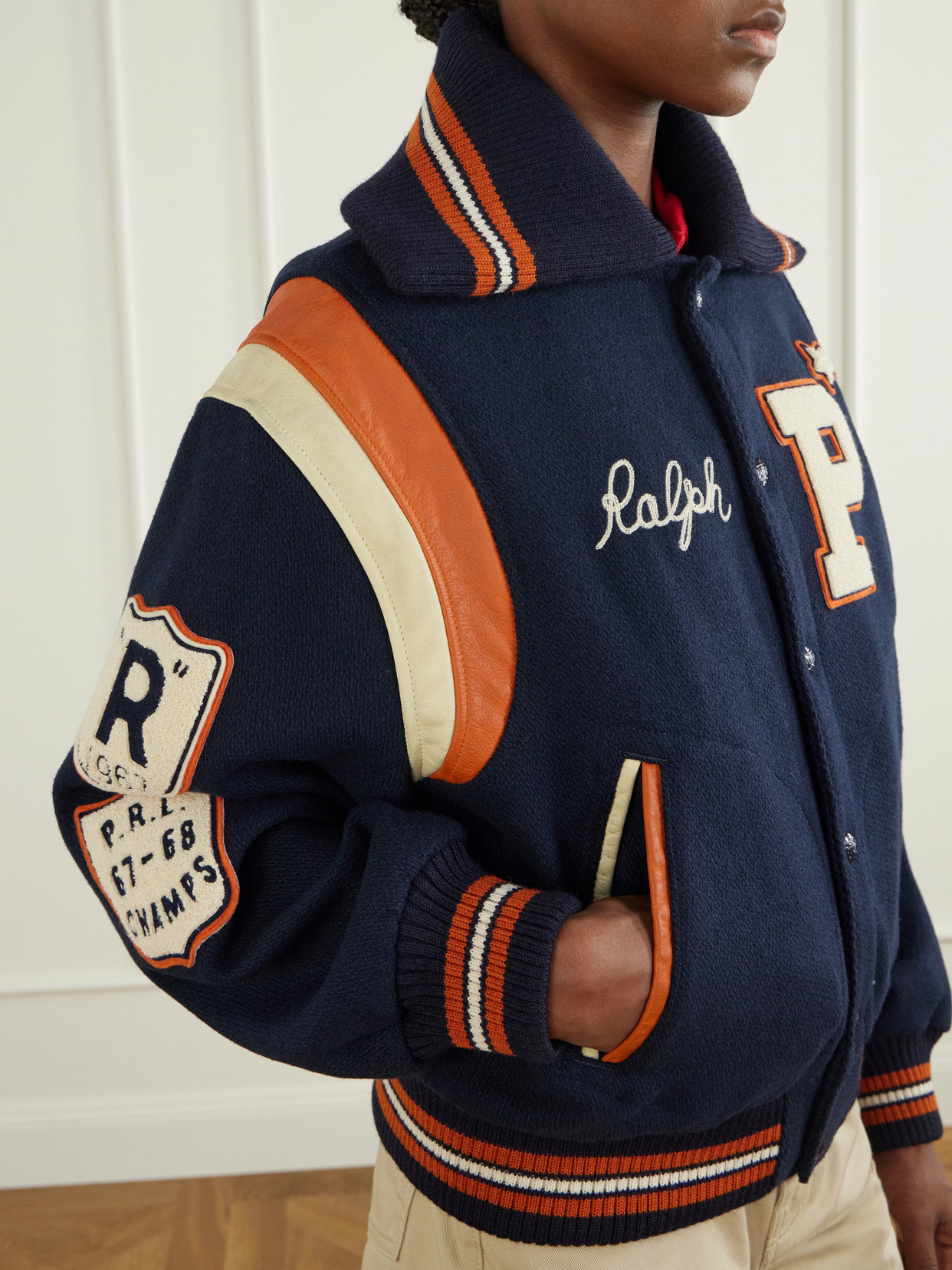 Polo Ralph Lauren - Embroidered Appliquéd Leather-Trimmed Wool-Blend Twill Jacket
