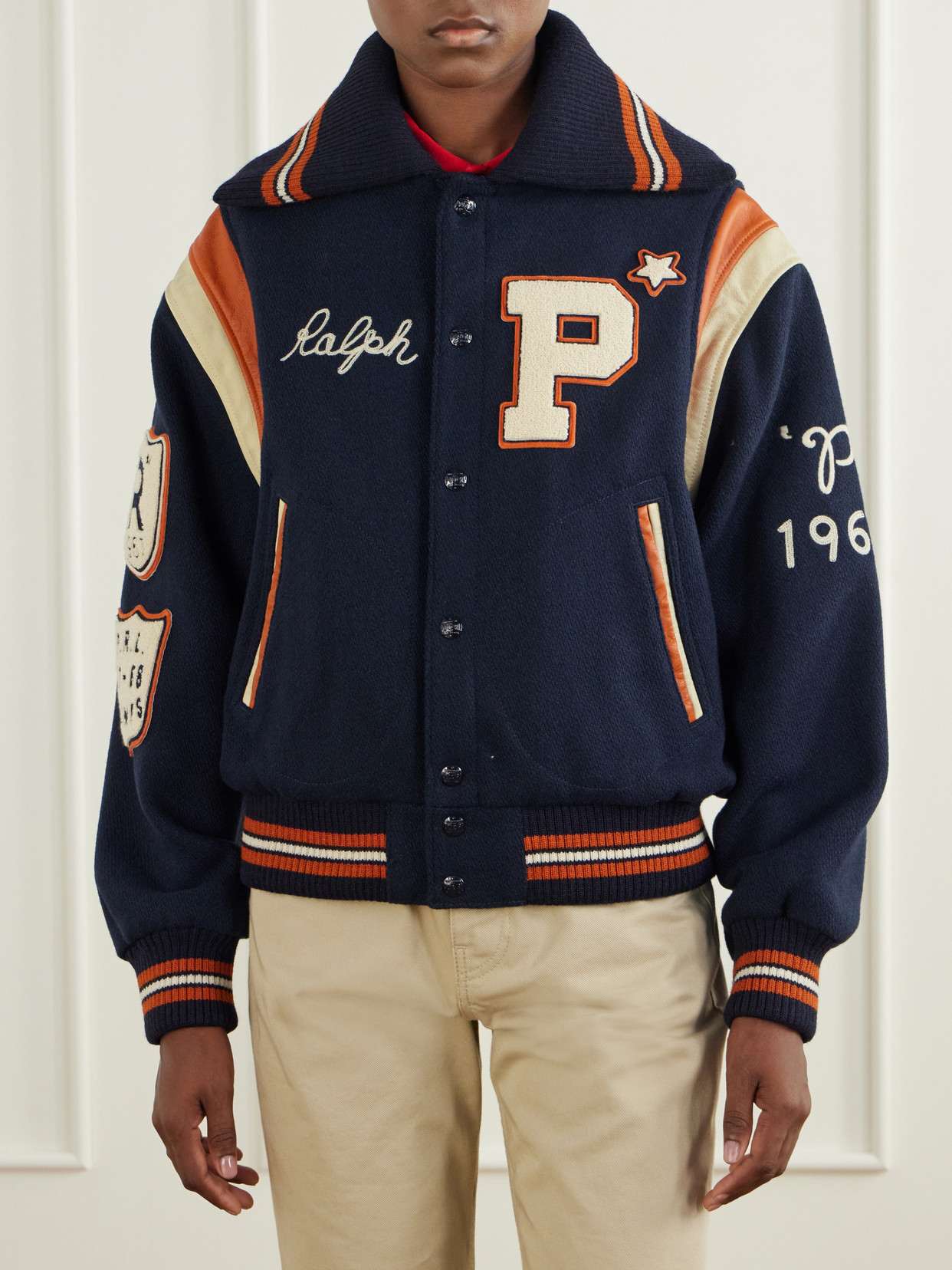 Polo Ralph Lauren - Embroidered Appliquéd Leather-Trimmed Wool-Blend Twill Jacket