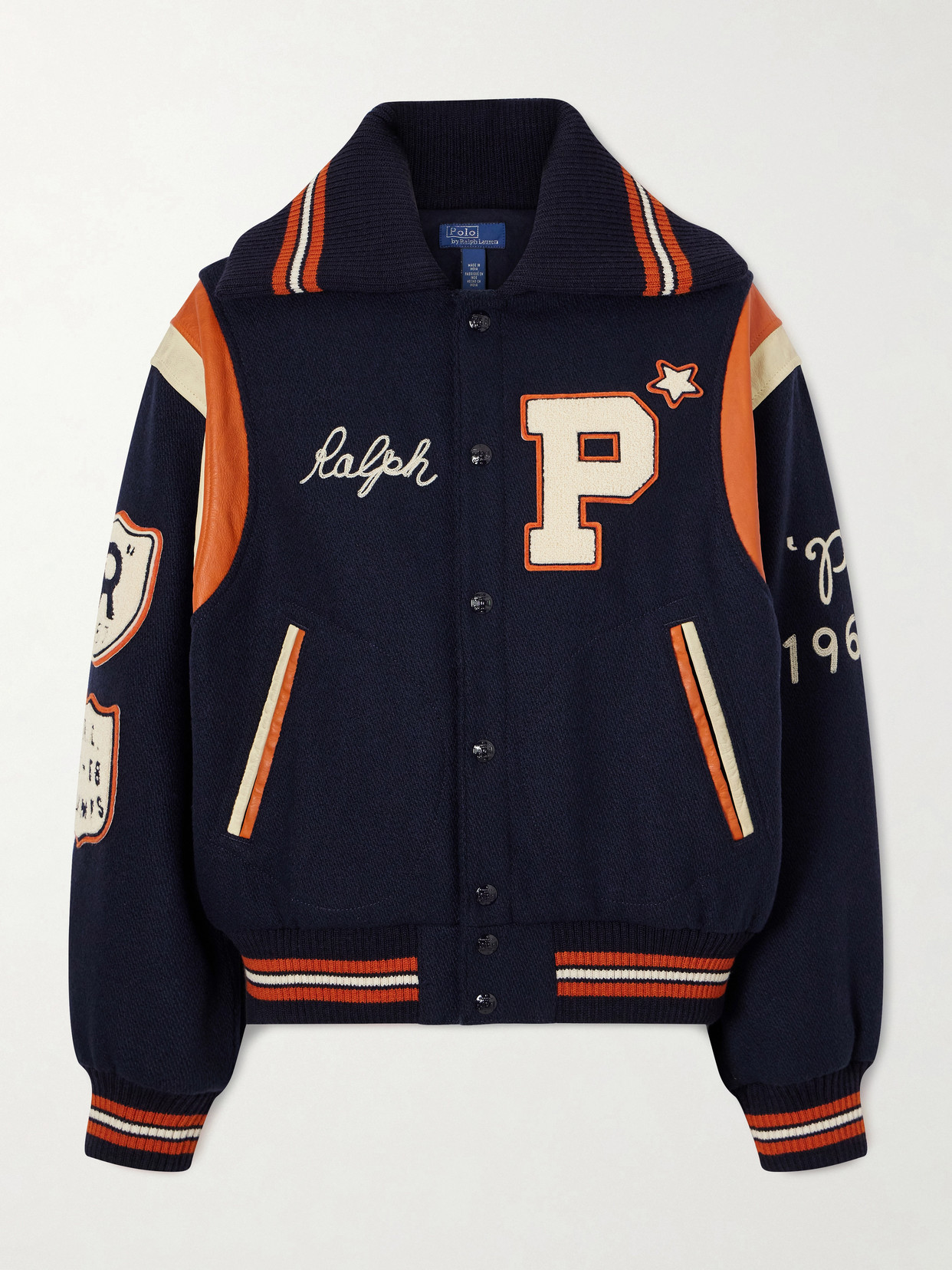 Polo Ralph Lauren - Embroidered Appliquéd Leather-Trimmed Wool-Blend Twill Jacket