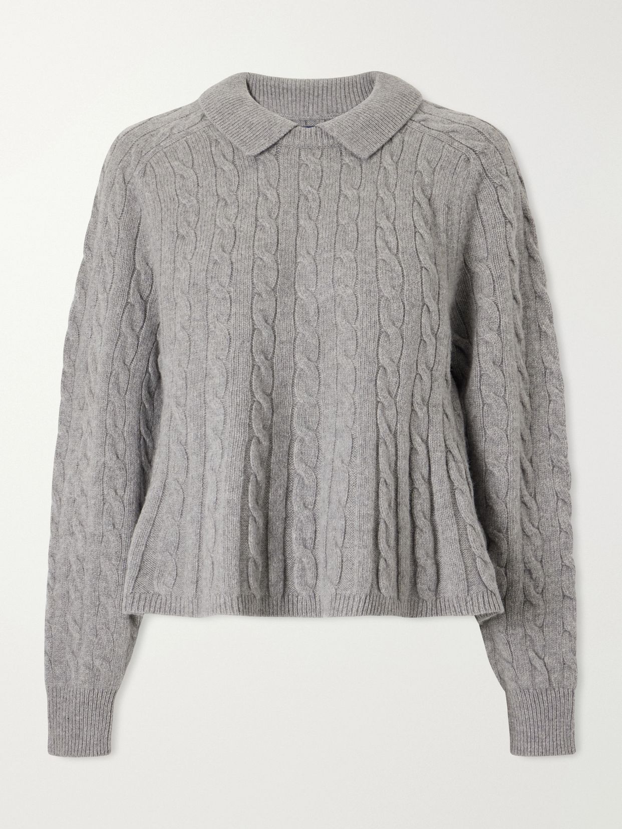 Cable-knit wool and cashmere-blend peplum sweater