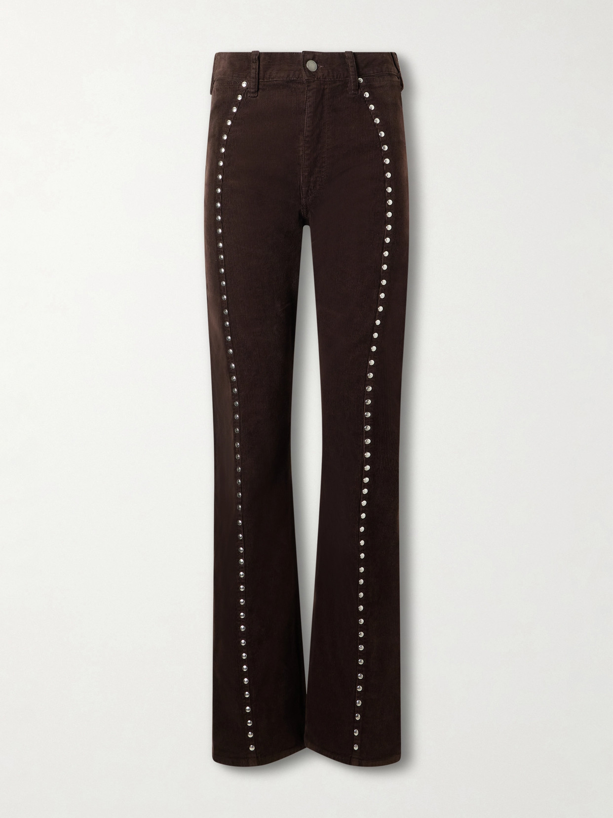 Polo Ralph Lauren Studded Stretch-cotton Corduroy Flared Pants In Brown