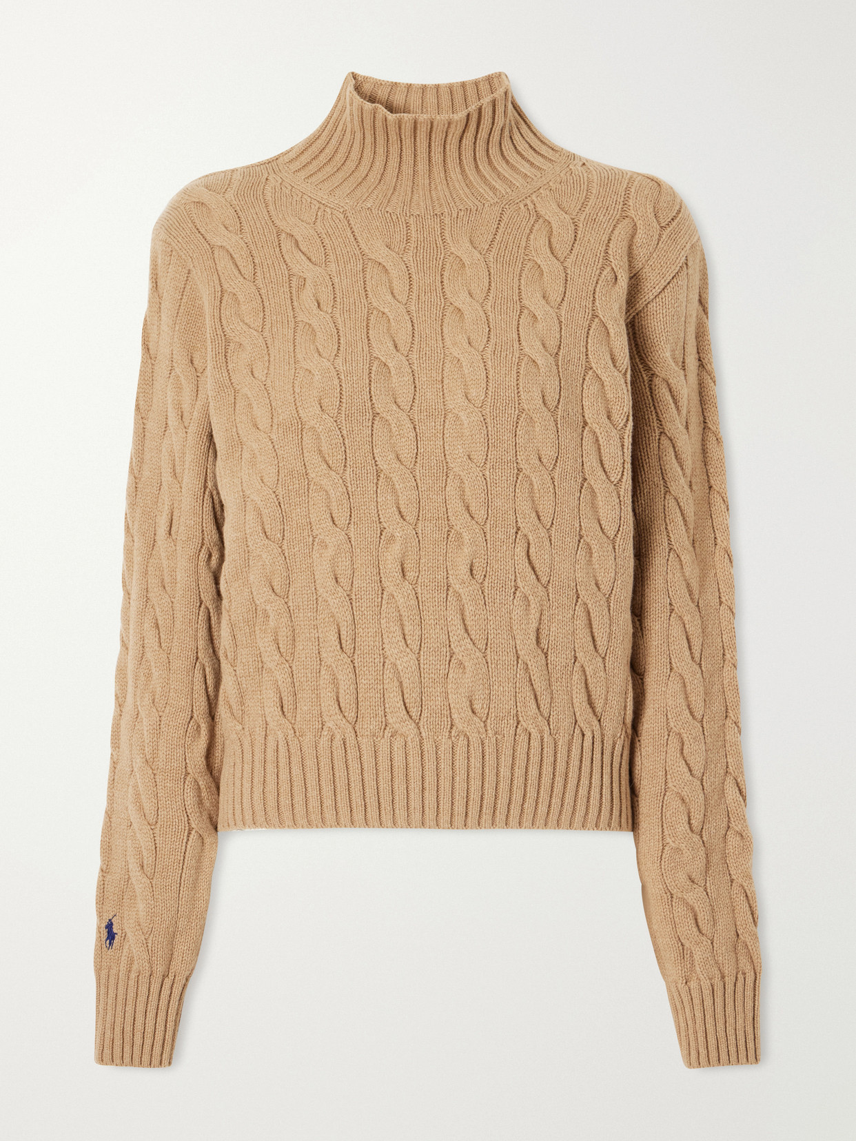 Polo Ralph Lauren Cable-knit Wool And Cashmere-blend Turtleneck Sweater In Brown