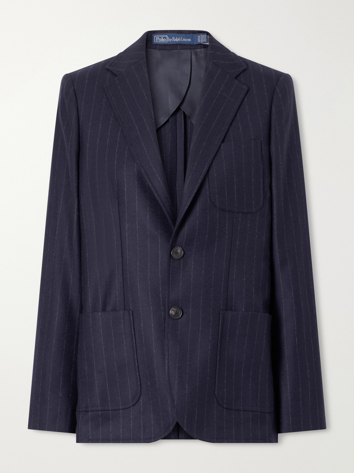 Polo Ralph Lauren Pinstriped Wool Blazer In Blue