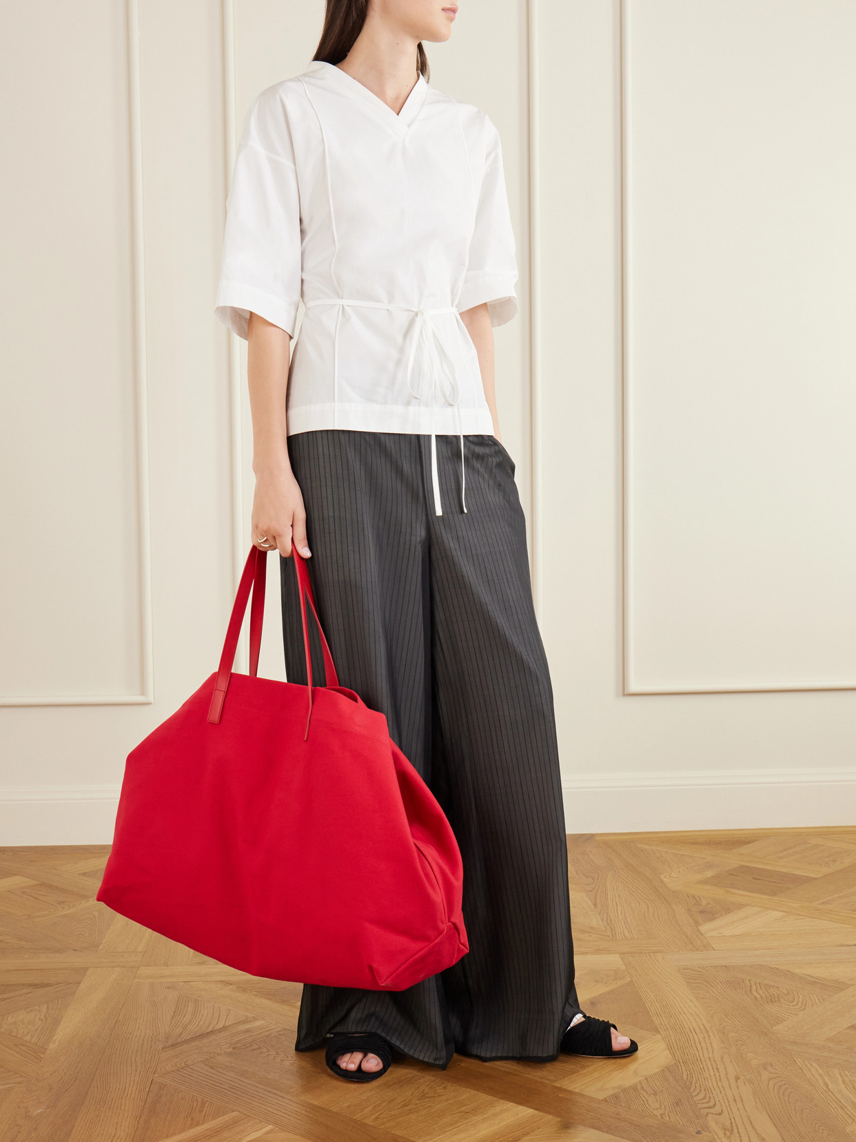 Cottage Leather-Trimmed Canvas Tote