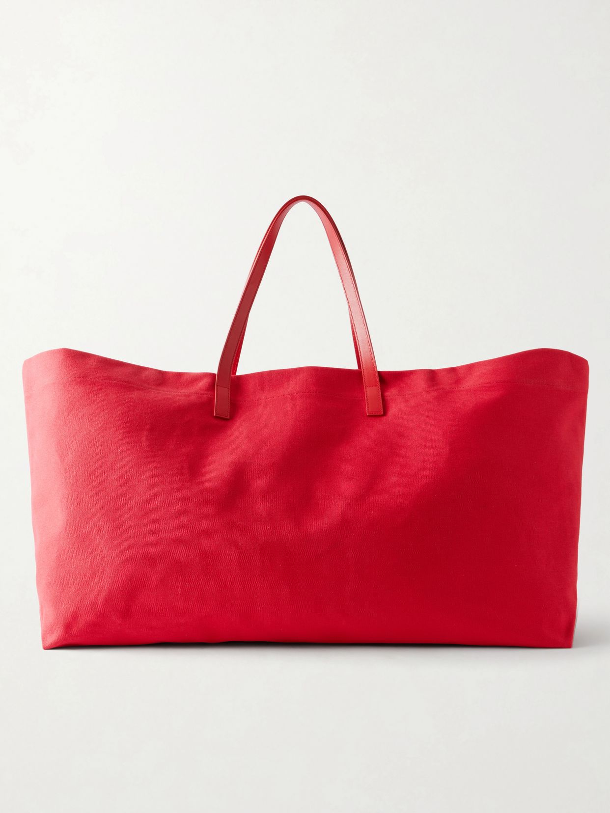 Cottage leather-trimmed canvas tote
