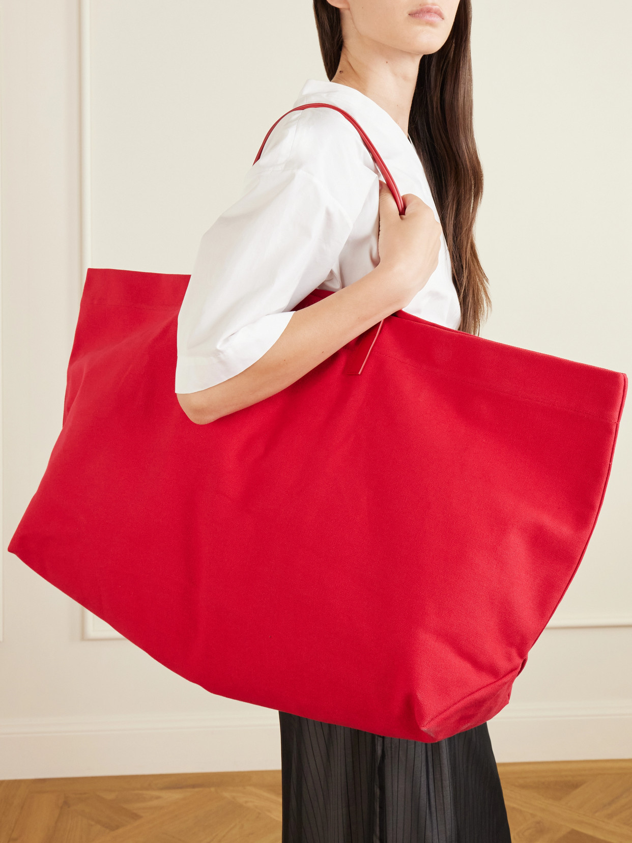 Cottage Leather-Trimmed Canvas Tote