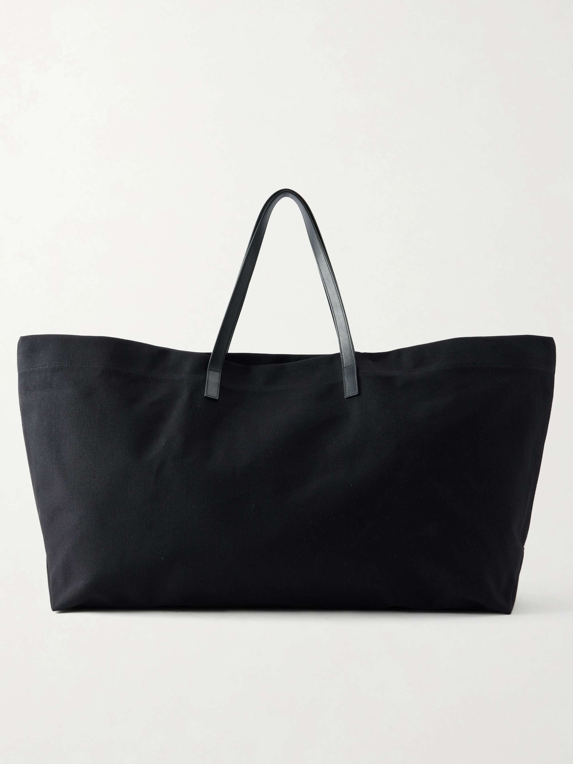Cottage leather-trimmed canvas tote
