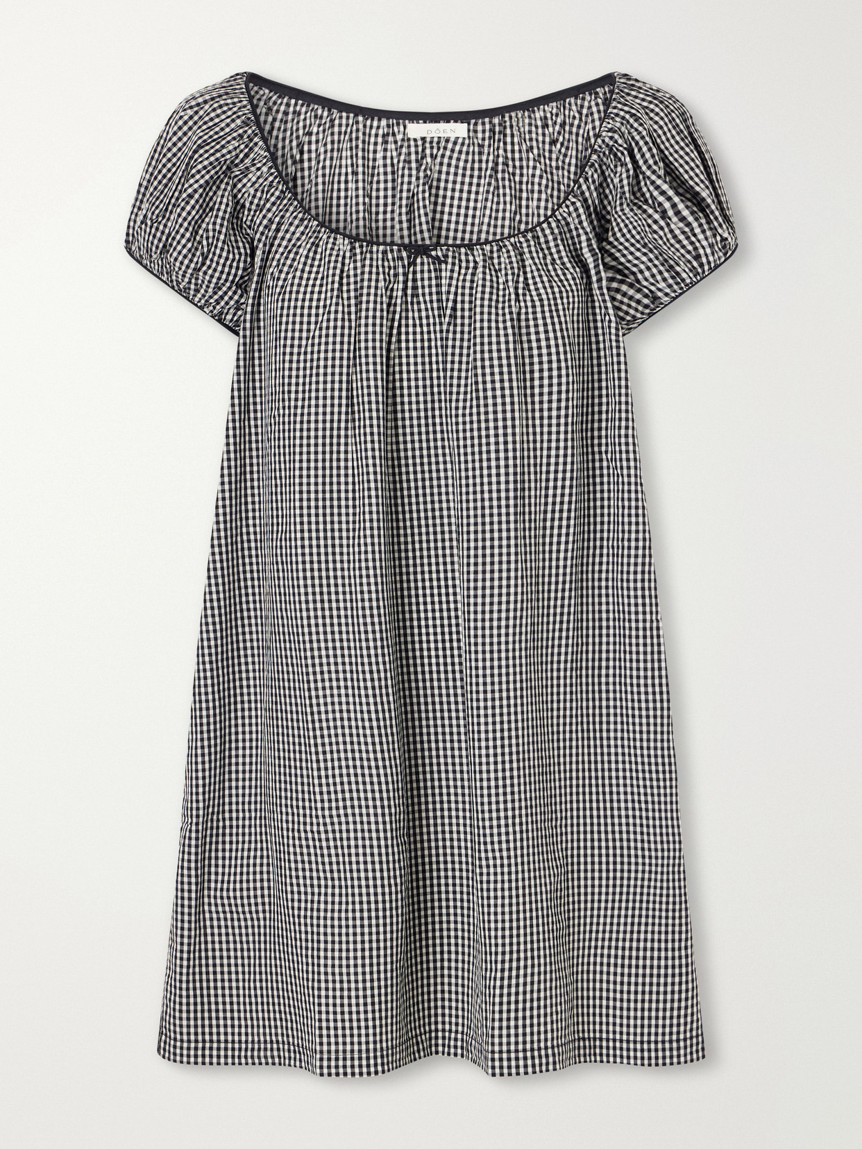 Doen Julia Gingham Organic Cotton-poplin Mini Dress In Black