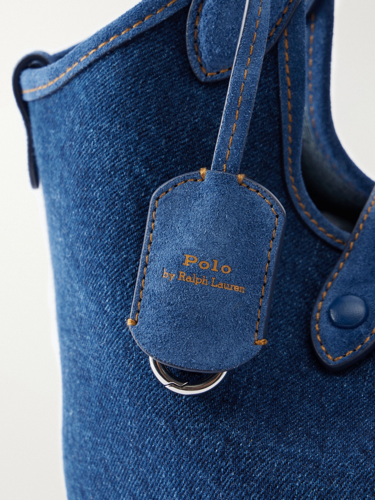 Polo Ralph Lauren - Logo-Embroidered Suede-Trimmed Denim Tote