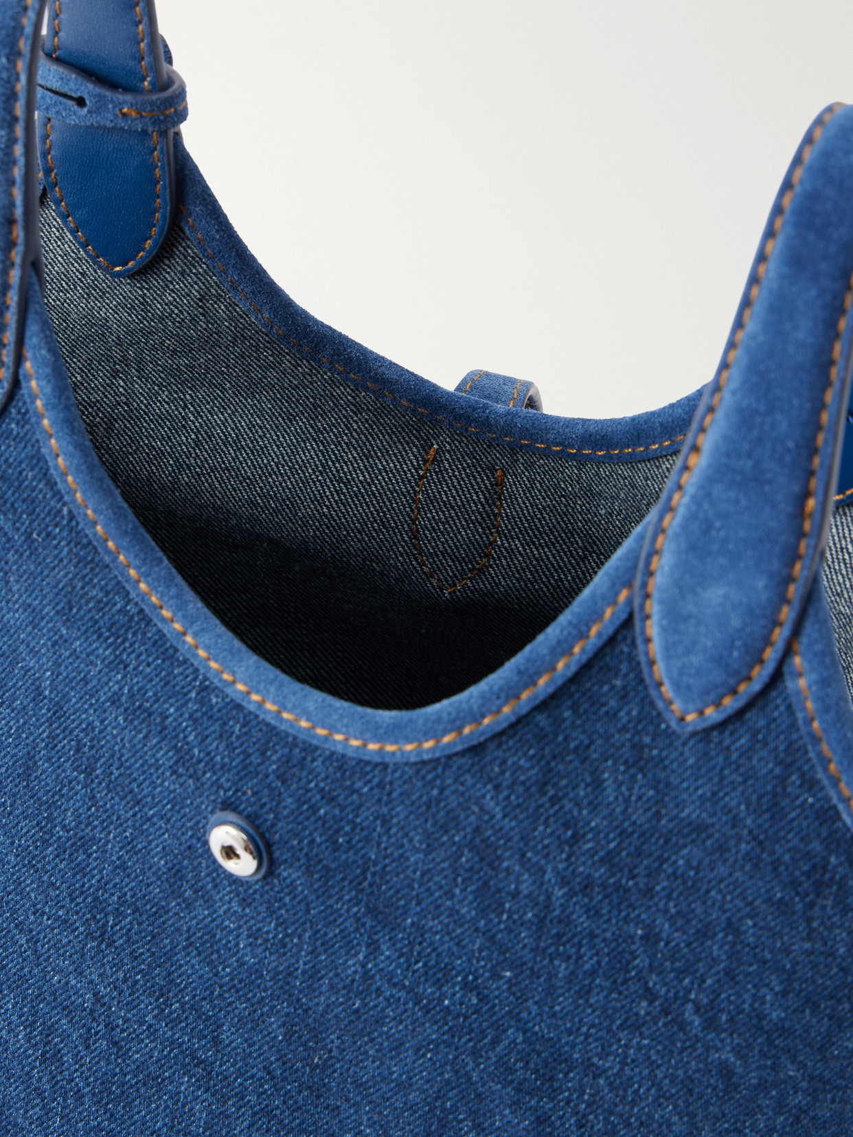Polo Ralph Lauren - Logo-Embroidered Suede-Trimmed Denim Tote