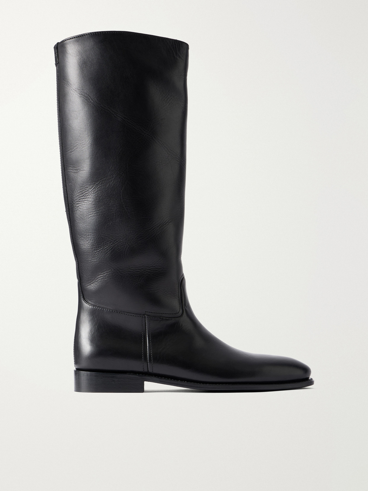 Polo Ralph Lauren Leather Knee Boots In Black
