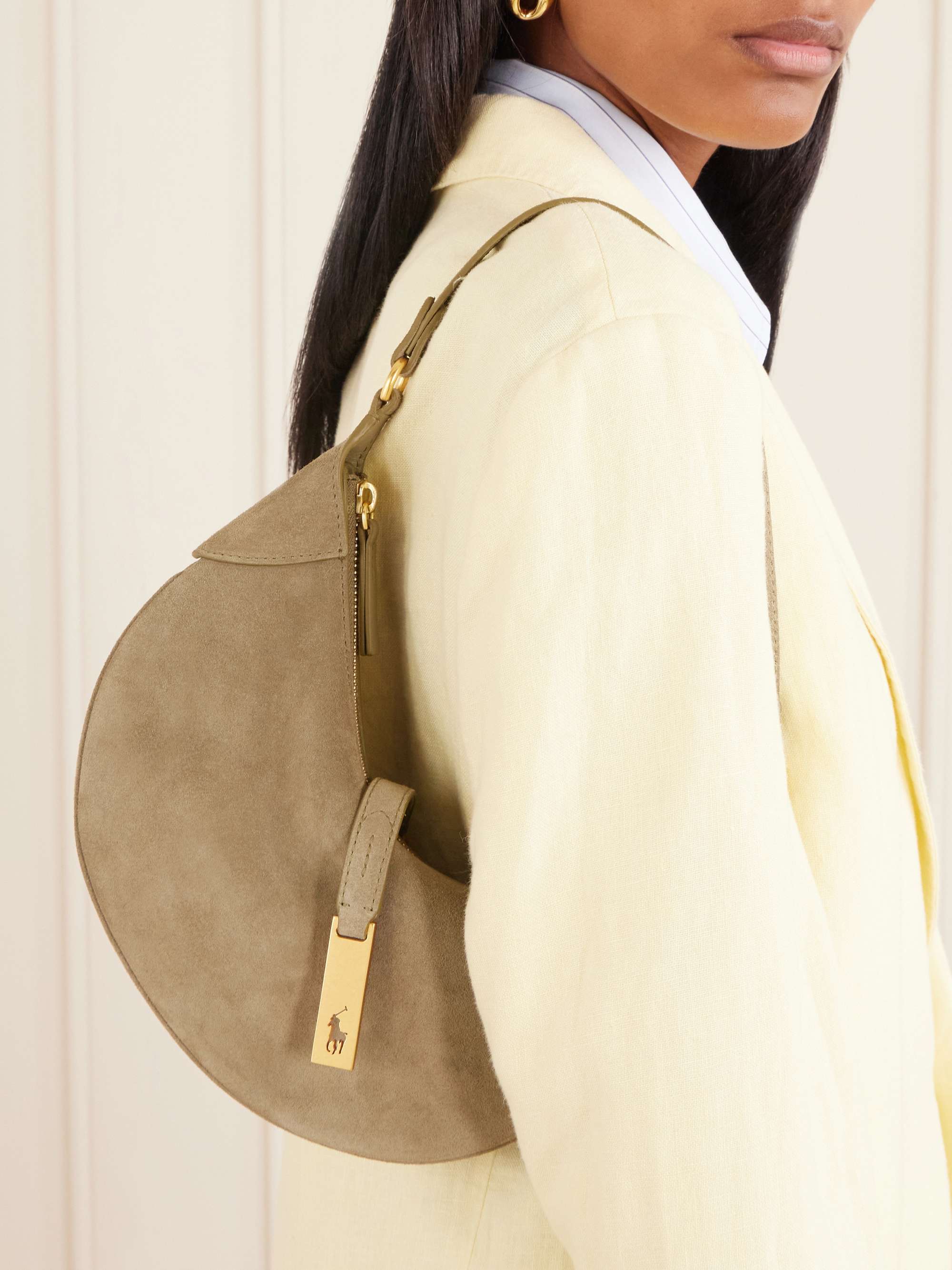 POLO RALPH LAUREN Leather-trimmed suede mini shoulder bag | NET-A