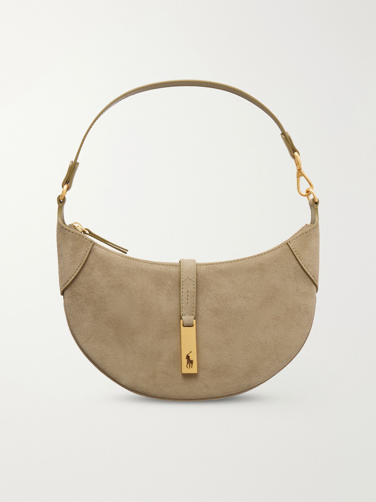 Leather-trimmed suede mini shoulder bag