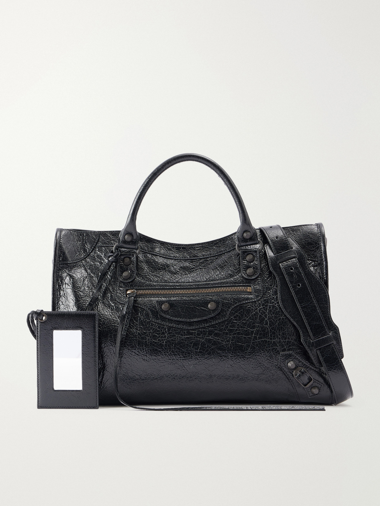 Le City Medium Embellished Crinkled-Leather Shoulder Bag