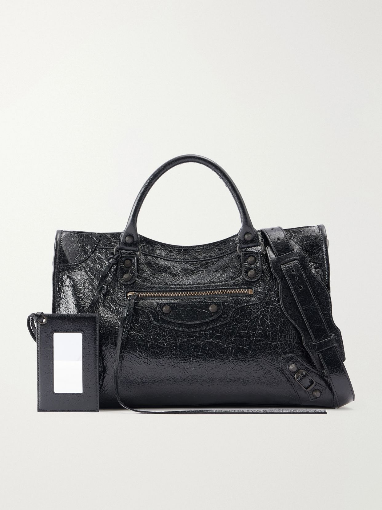 Le City medium embellished crinkled-leather shoulder bag