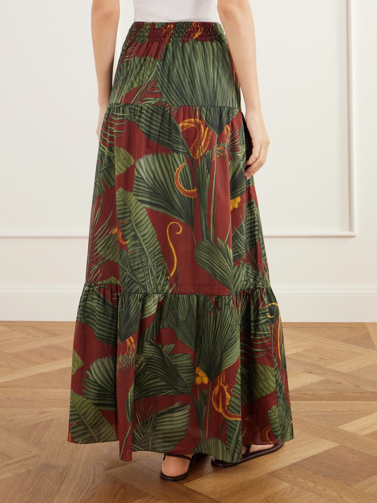 Territorio Atemporal Tiered Printed Cotton-Voile Maxi