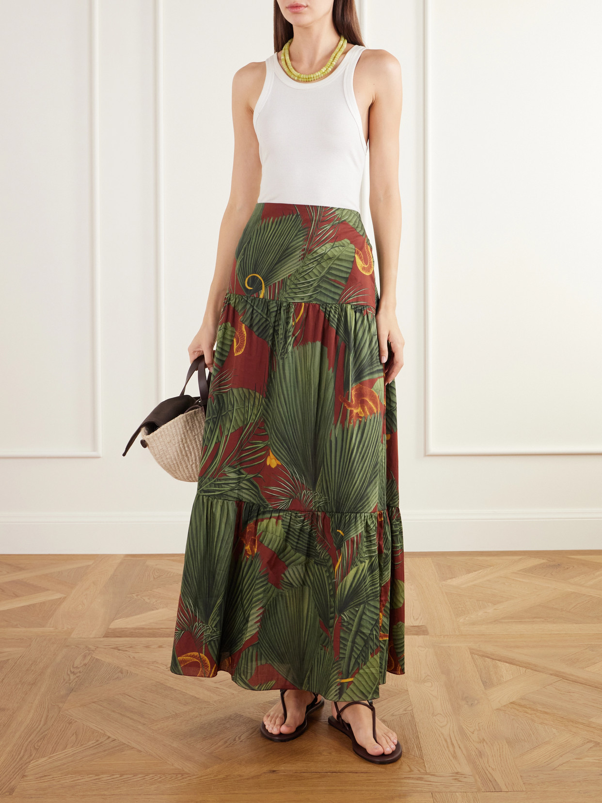 Territorio Atemporal Tiered Printed Cotton-Voile Maxi