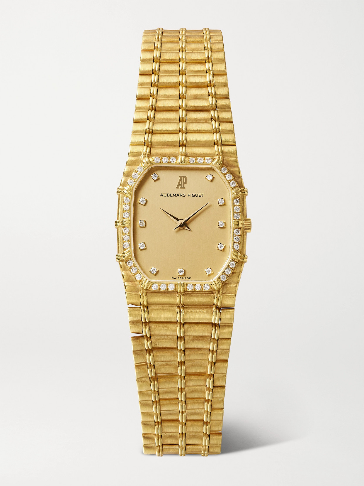 Stephanie Windsor + Audemars Piguet Vintage 1980s Bamboo Quartz-movement 18-karat Gold Diamond Watch (7.2'' Wrist)