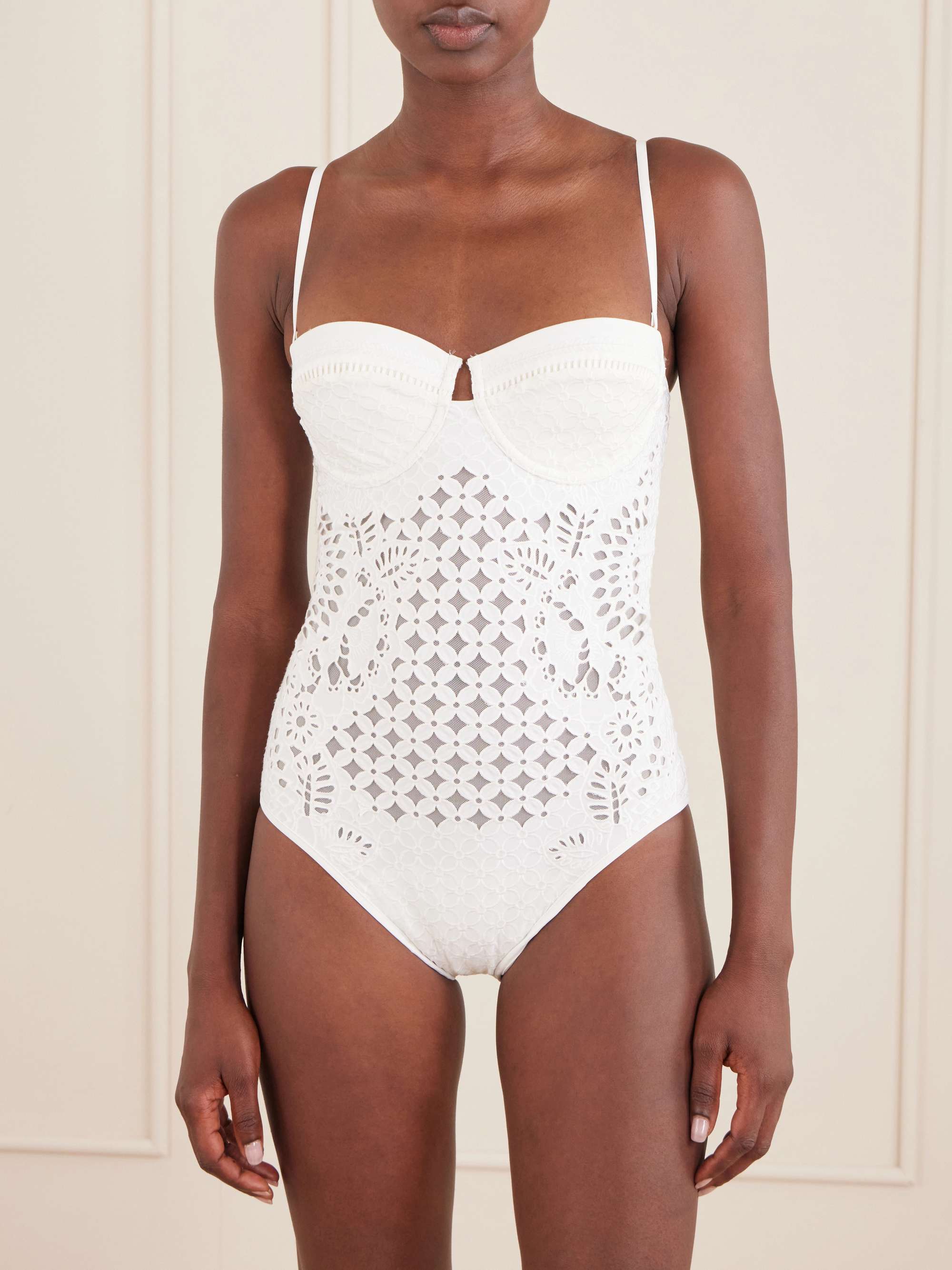 ZIMMERMANN Indra strapless broderie anglaise swimsuit | NET-A