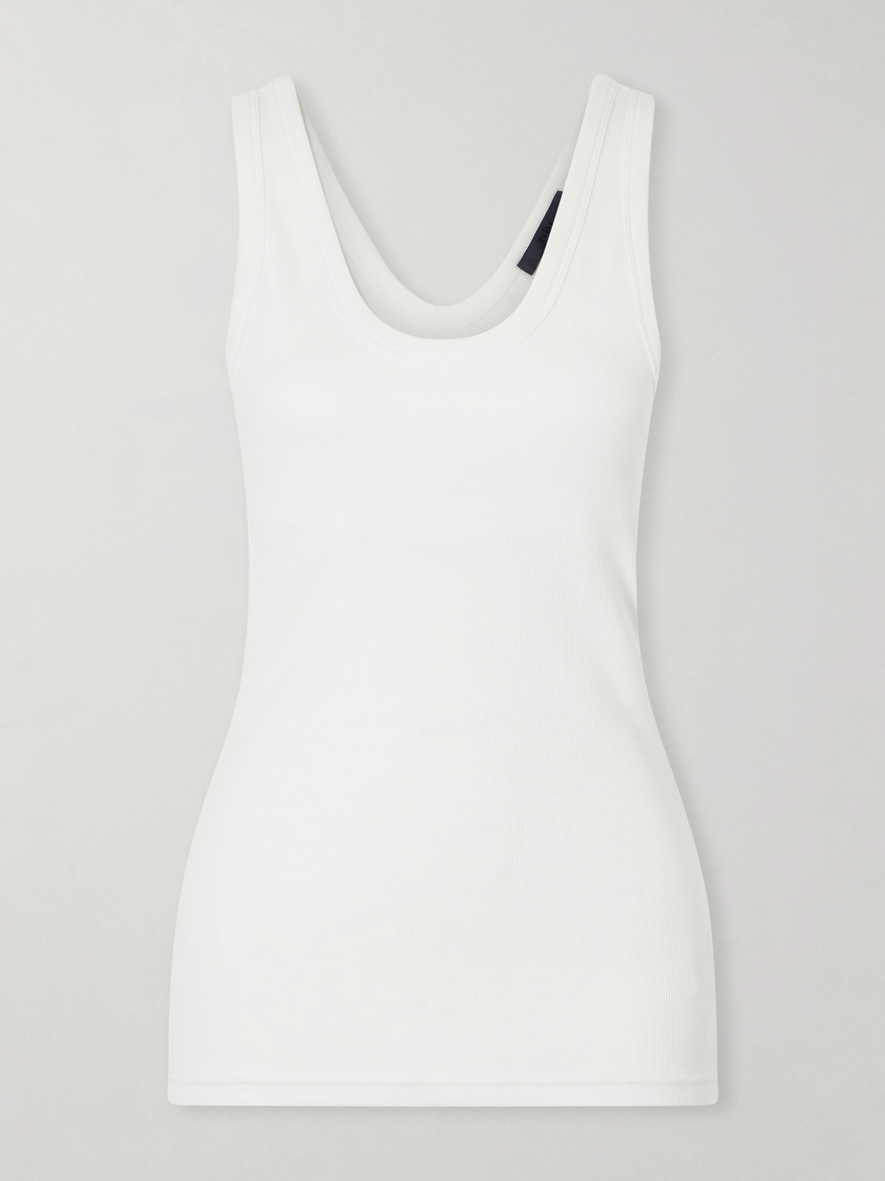 Tibi Ribbed Stretch-cotton Cut-out Tank In White