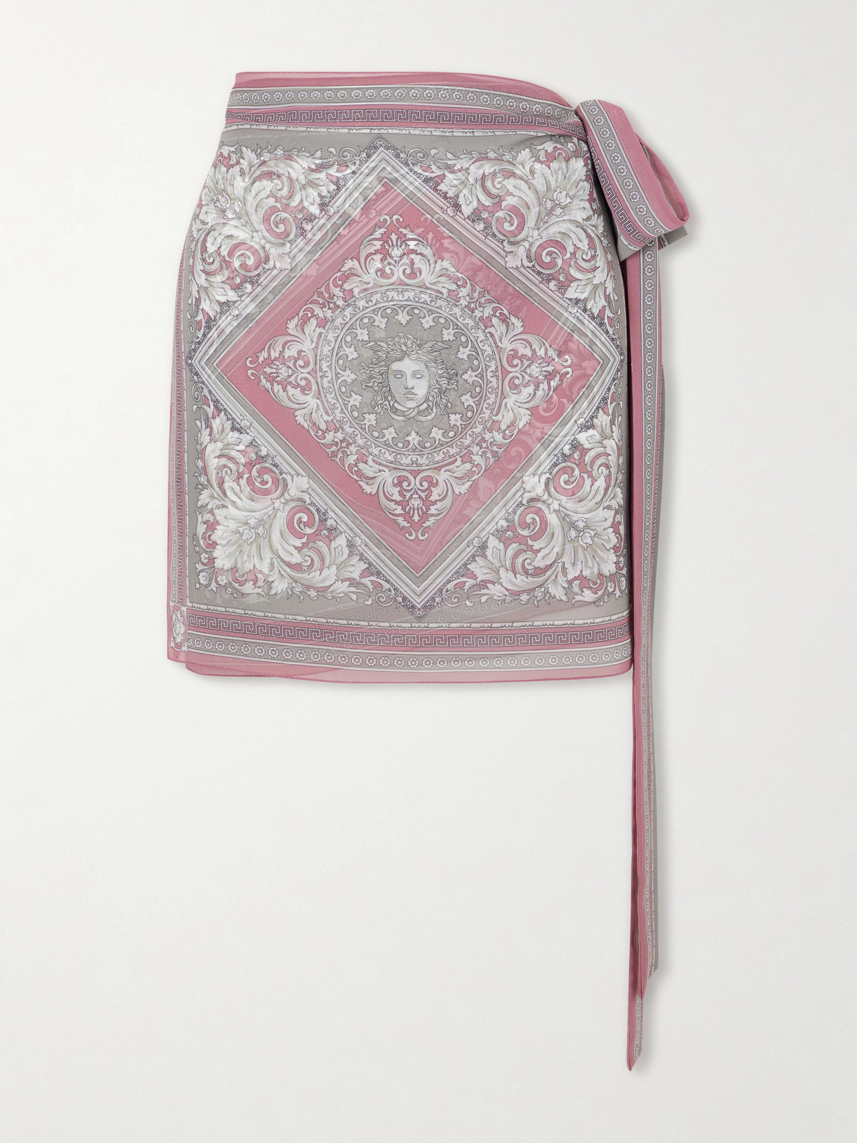 Versace Pareo Printed Crepe Mini Skirt In Multi