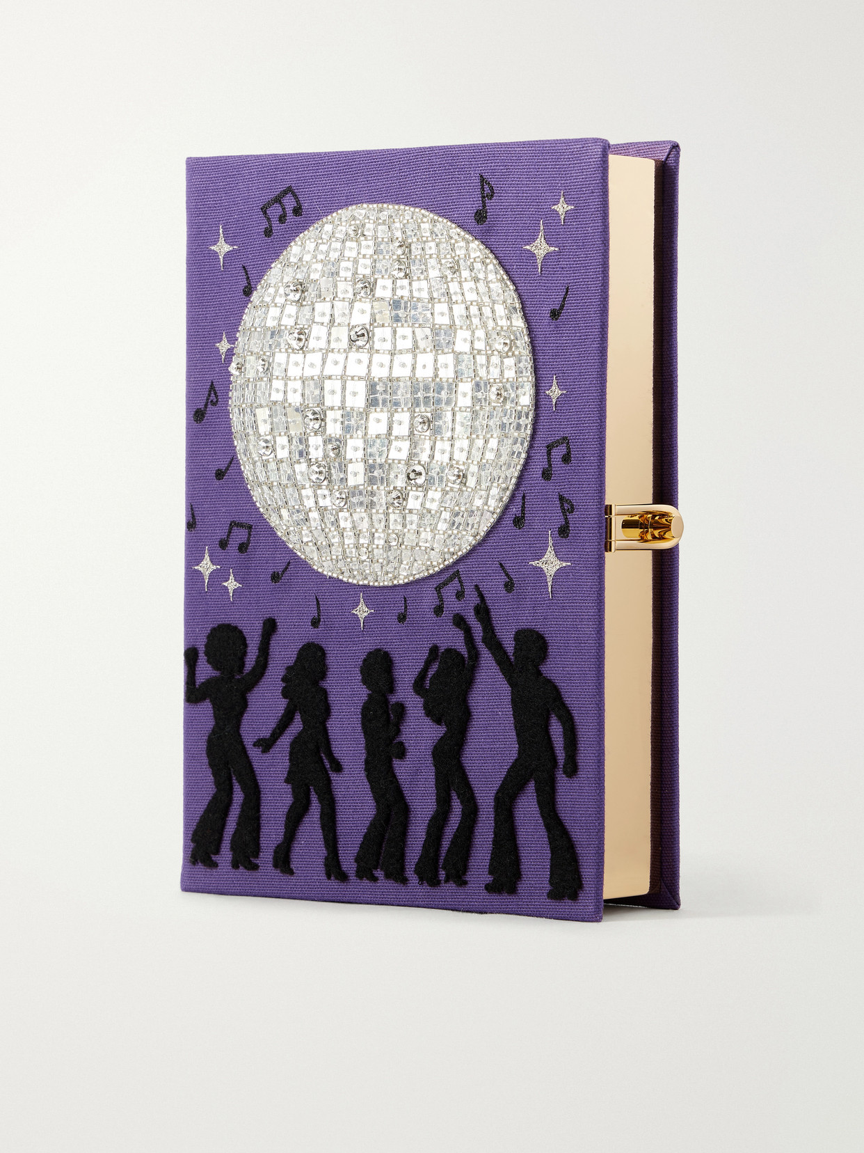 Olympia Le-tan Disco Fever Sequin-embellished Embroidered Canvas Clutch In Purple