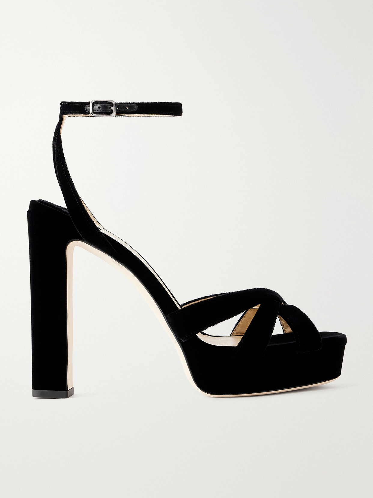 Jimmy Choo Kove 120 Velvet Platform Sandals In Black
