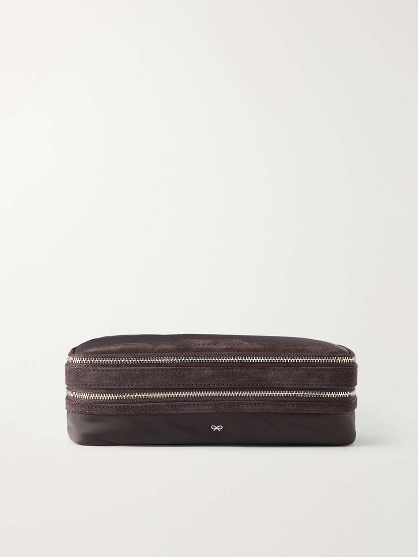 Anya Hindmarch Suede-trimmed Shell Cosmetics Case