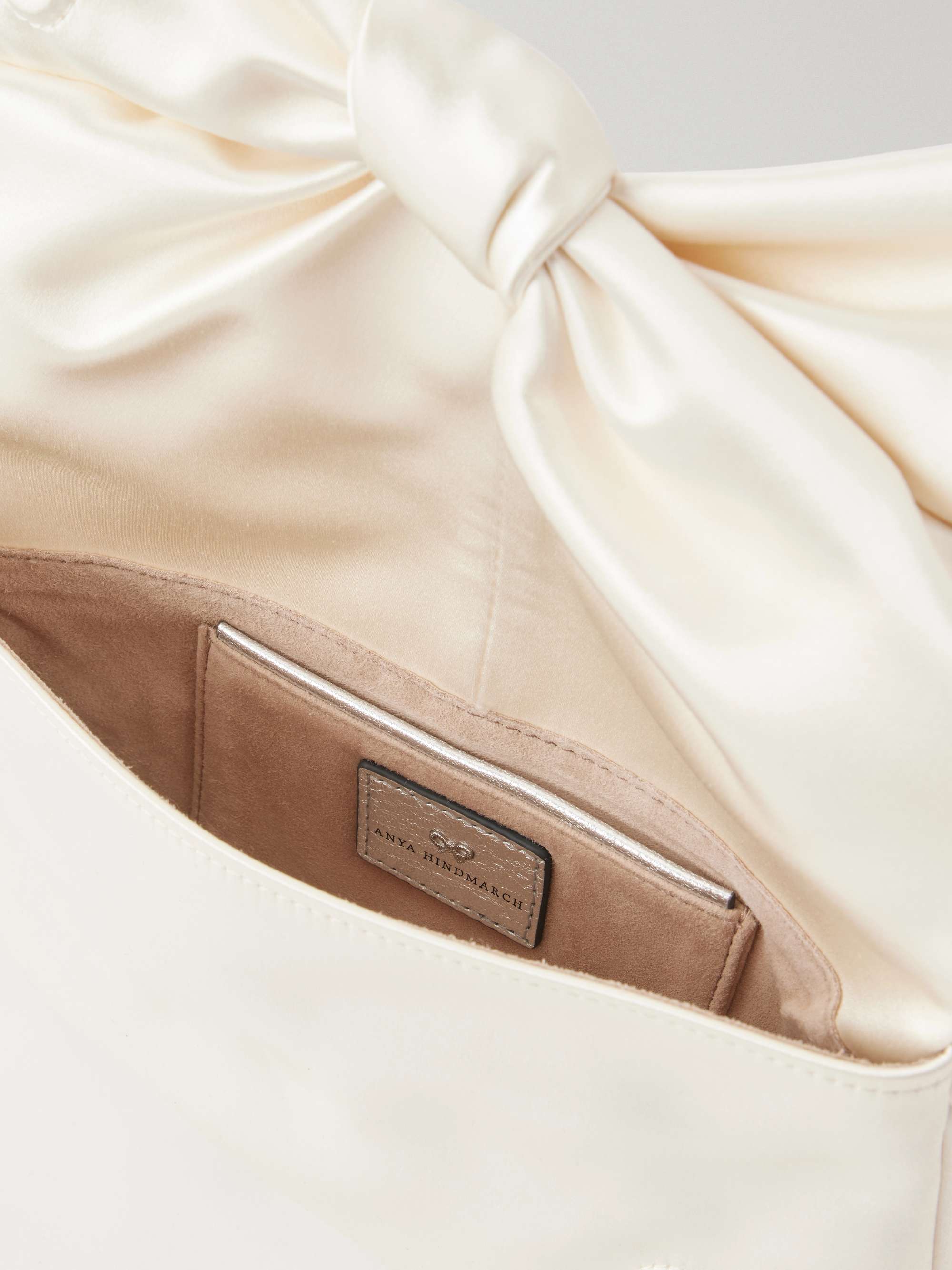 ANYA HINDMARCH Bow and crystal-embellished satin clutch | NET-A-PORTER