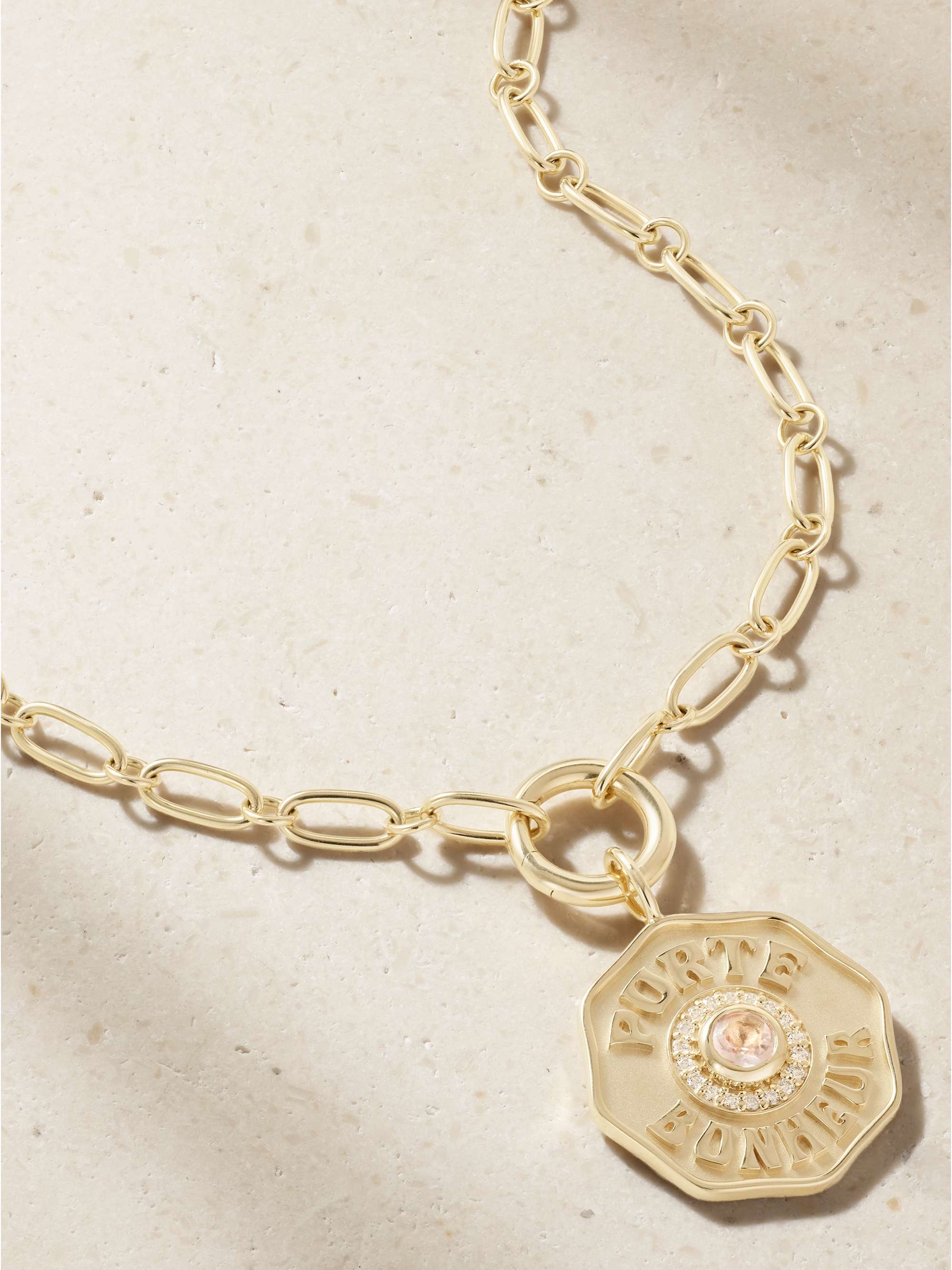 MARLO LAZ Porte Bonheur 14-karat gold, morganite and diamond
