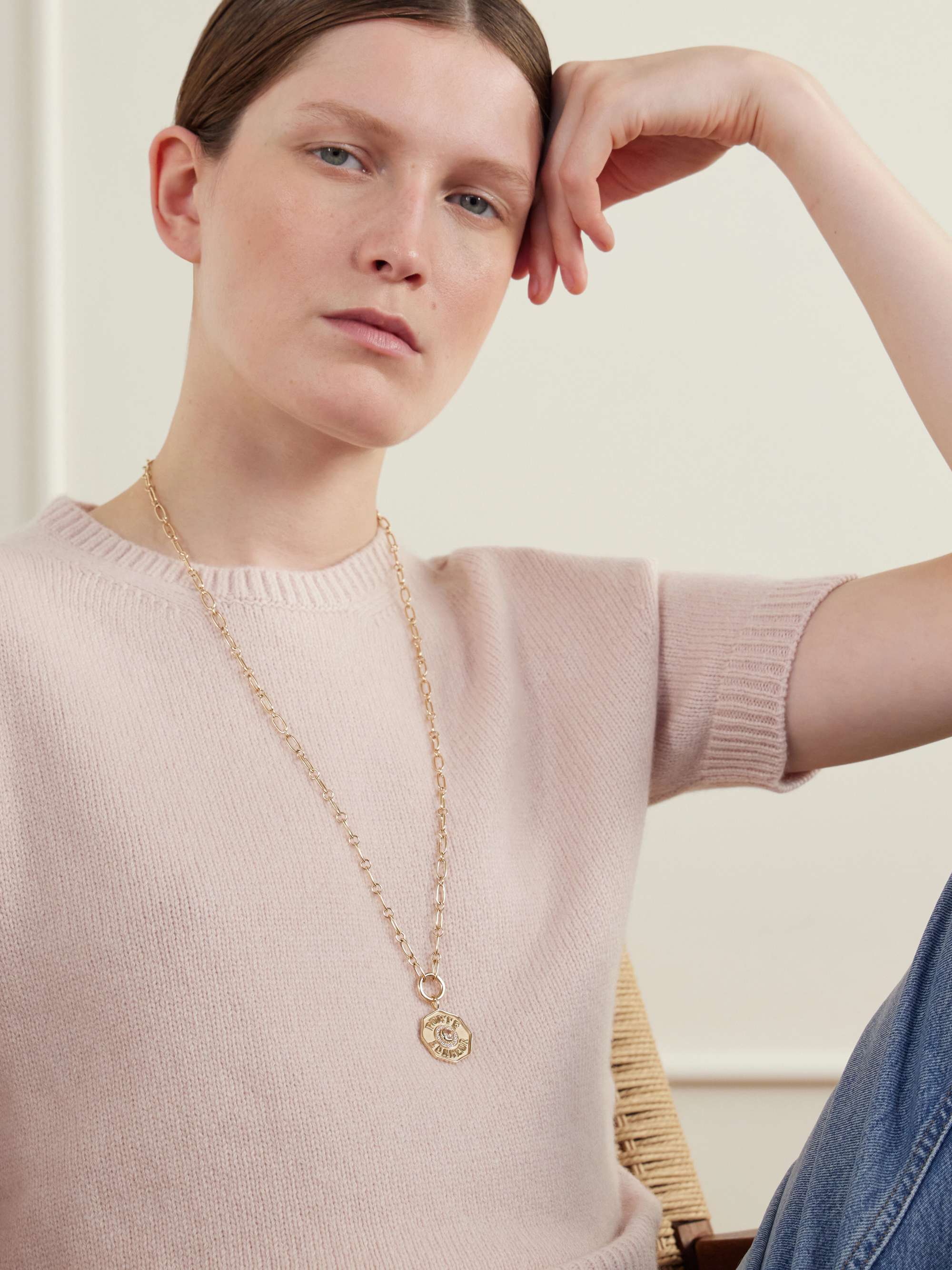 MARLO LAZ Porte Bonheur 14-karat gold, morganite and diamond